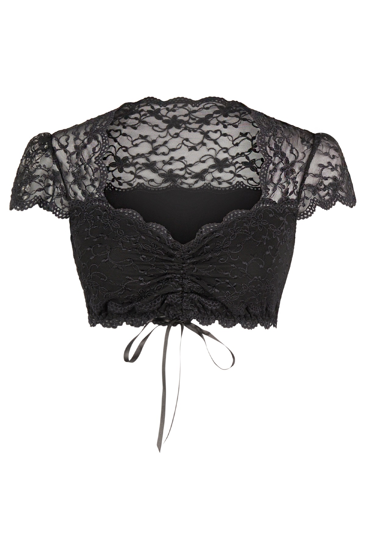 Nina Von C. Dirndlbluse mit herzförmigem Ausschnitt, Spitze, bauchfrei, Kur günstig online kaufen