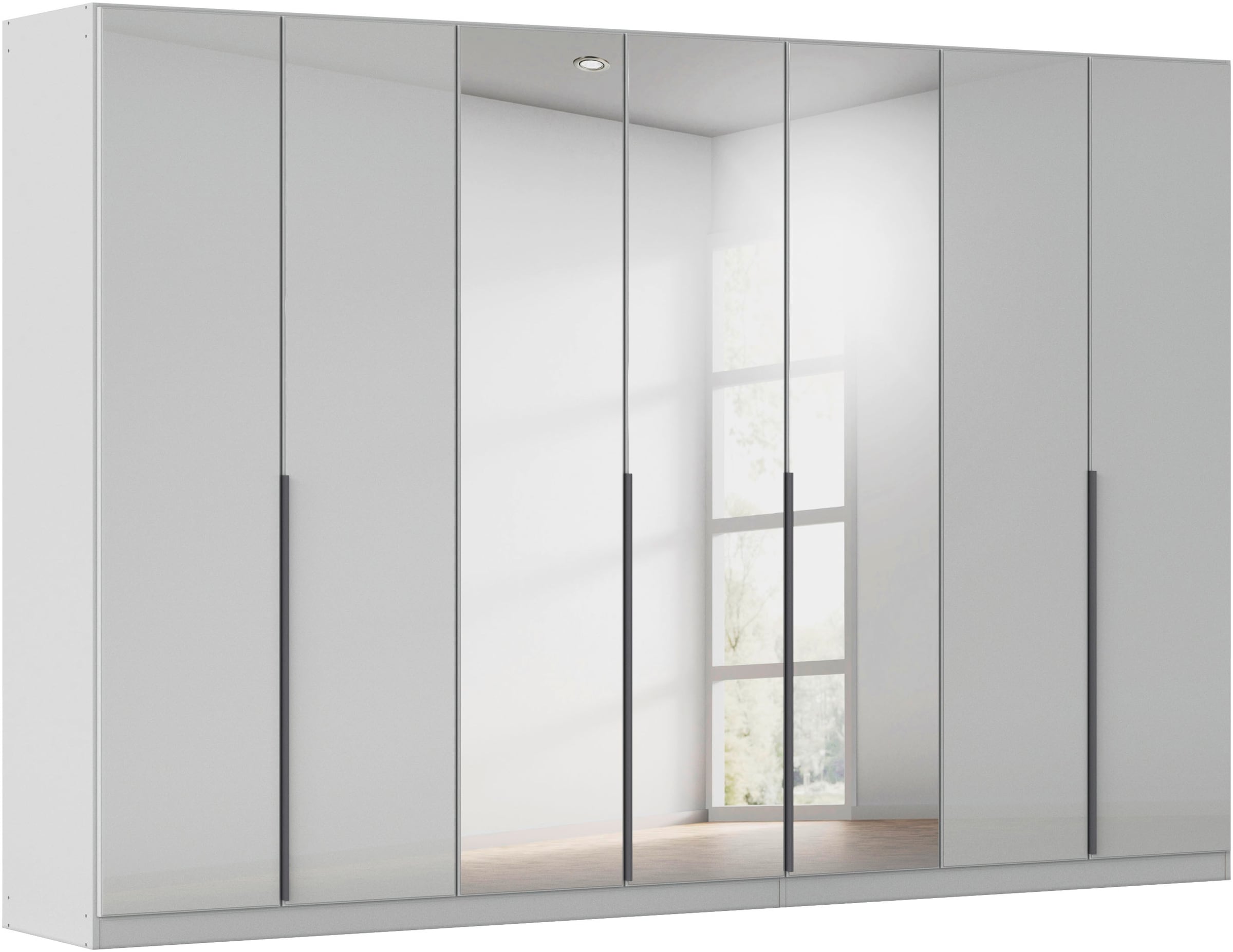 OTTO home Drehtürenschrank "Kleiderschrank Schrank Garderobe AGORDO mit Glasfront und Spiegel" in zwei Griff-Farben, Breiten 91-405 cm, durchdachte Innenausstattung, in 8 Breiten und 2 Höhen MADE IN GERMANY