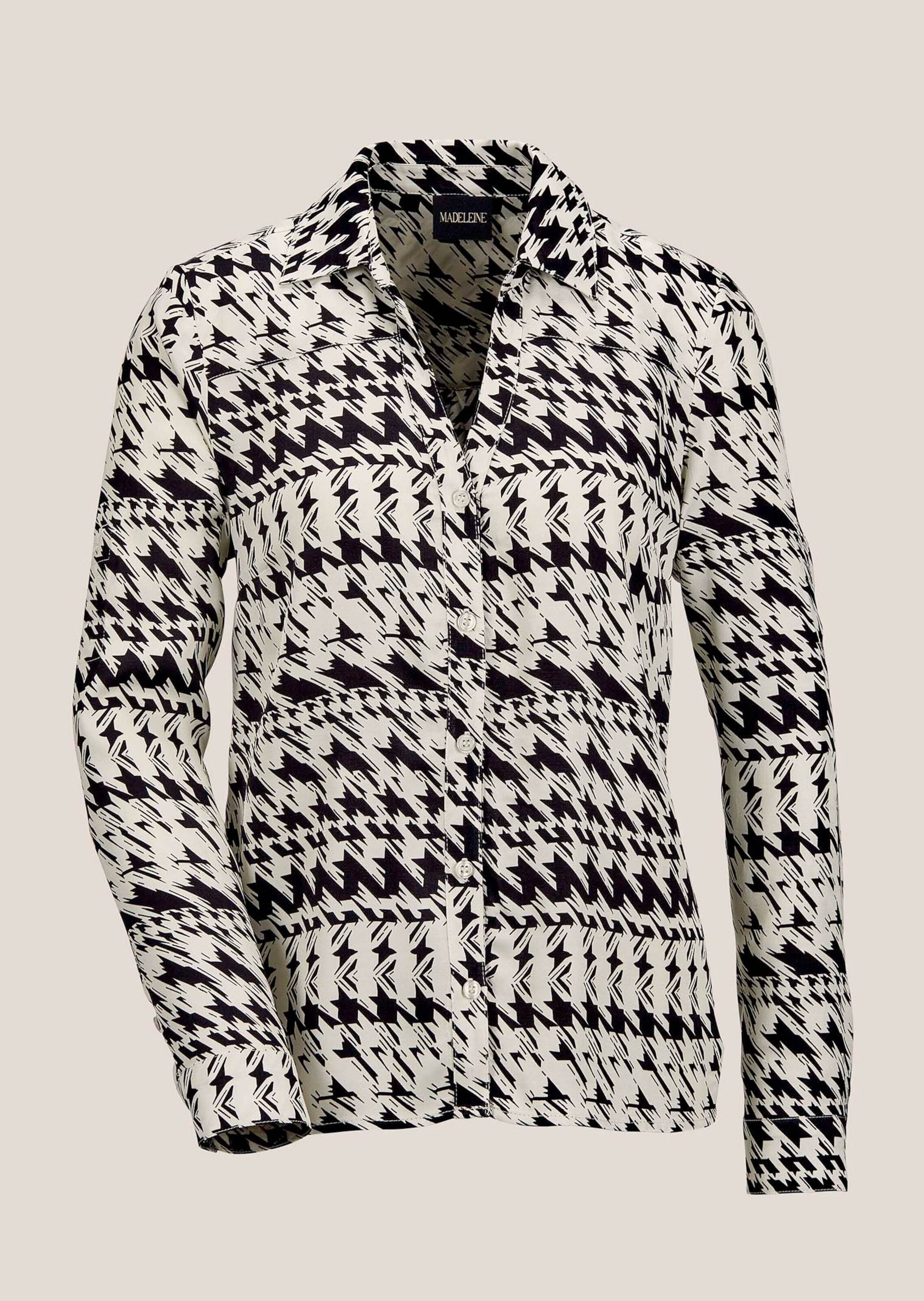 MADELEINE Langarmbluse "Bluse Hemdbluse mit Kontrastprint und Dekolleté-Aus günstig online kaufen
