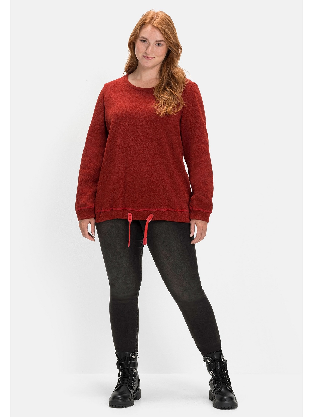 Sheego Sweatshirt »Große Größen«, aus Strickfleece, mit Saum-Tunnelzug