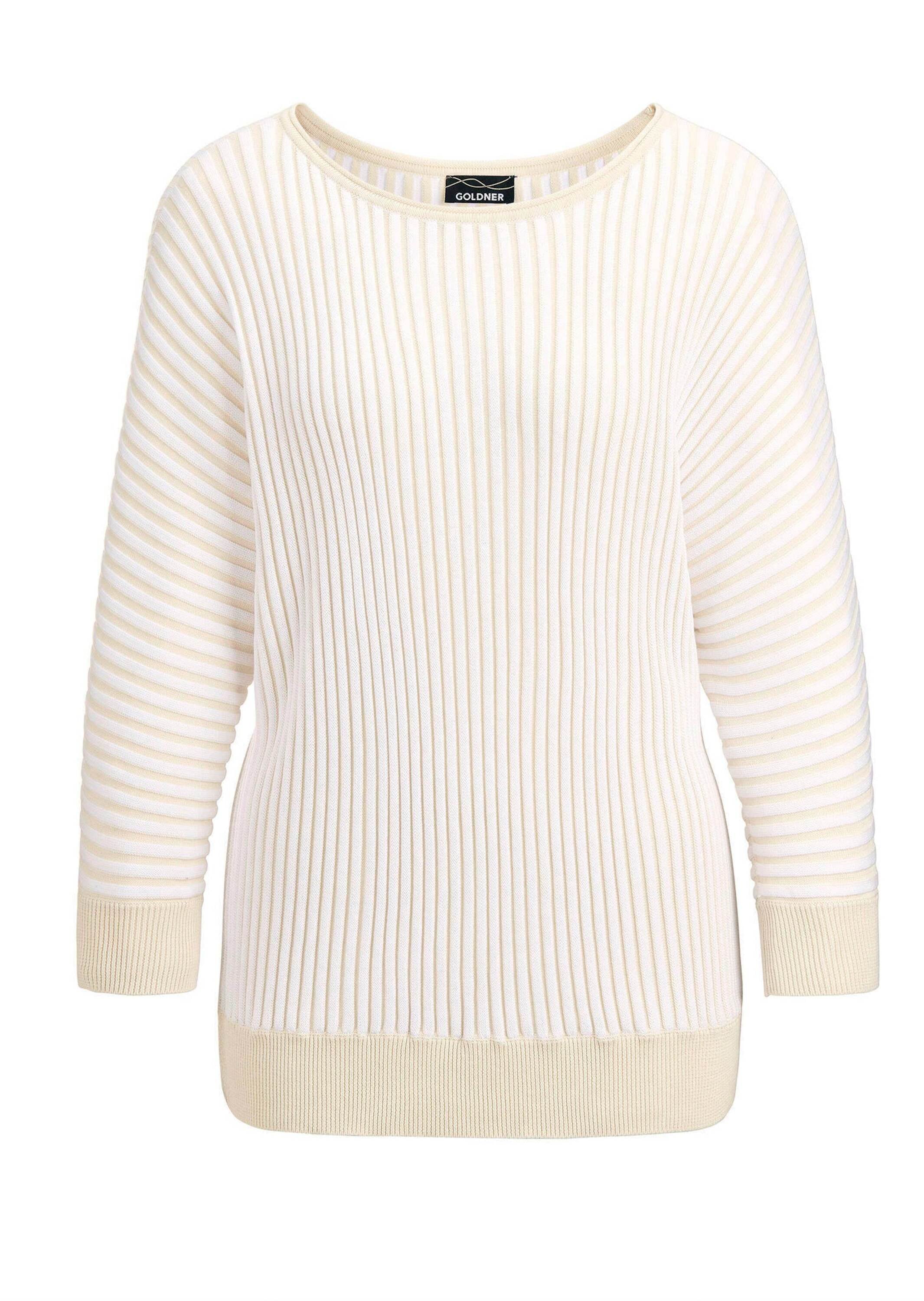 GOLDNER Rundhalspullover "Baumwollmix mit Fledermausärmeln und Rippstruktur günstig online kaufen
