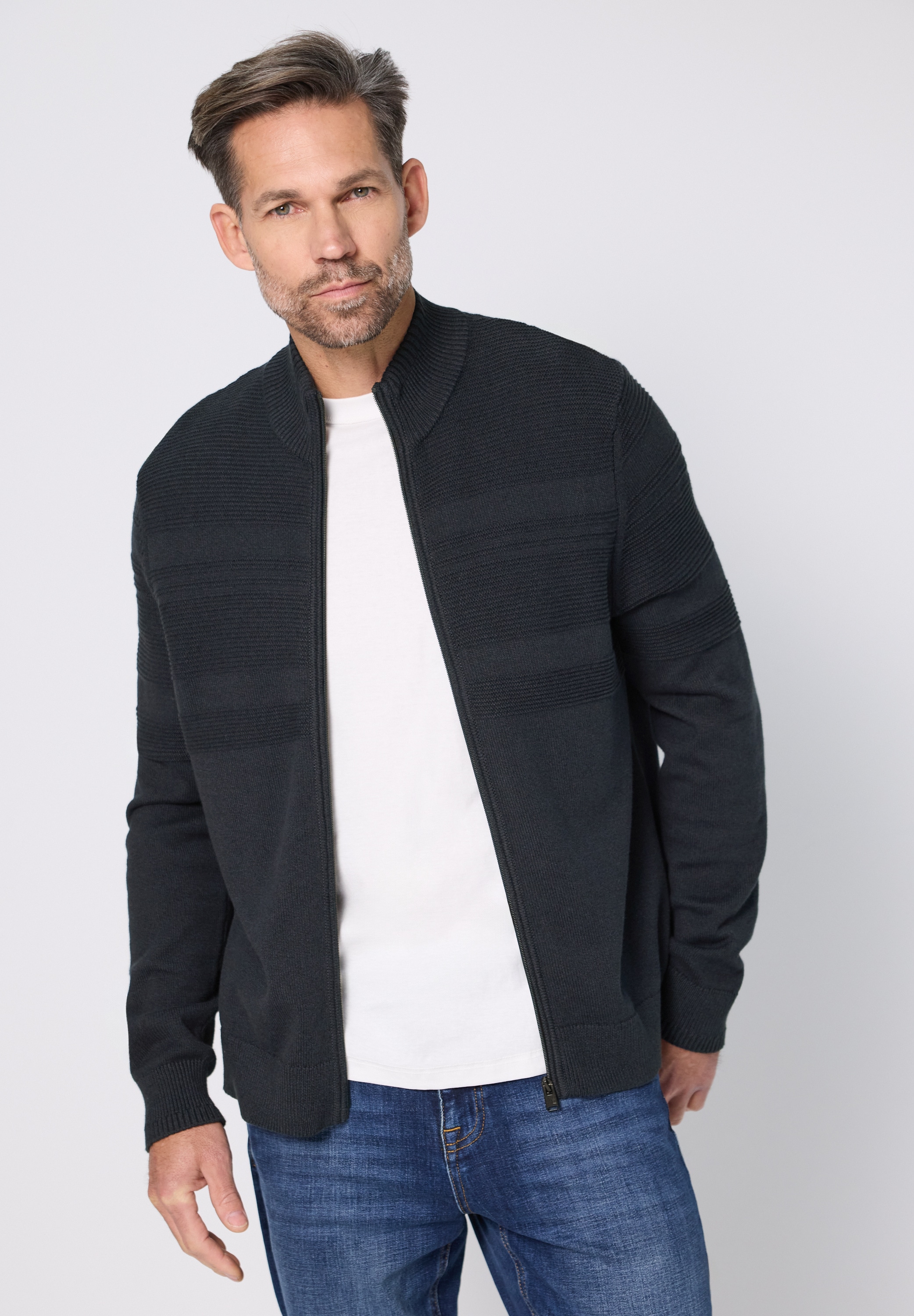 STREET ONE MEN Cardigan aus reiner Baumwolle