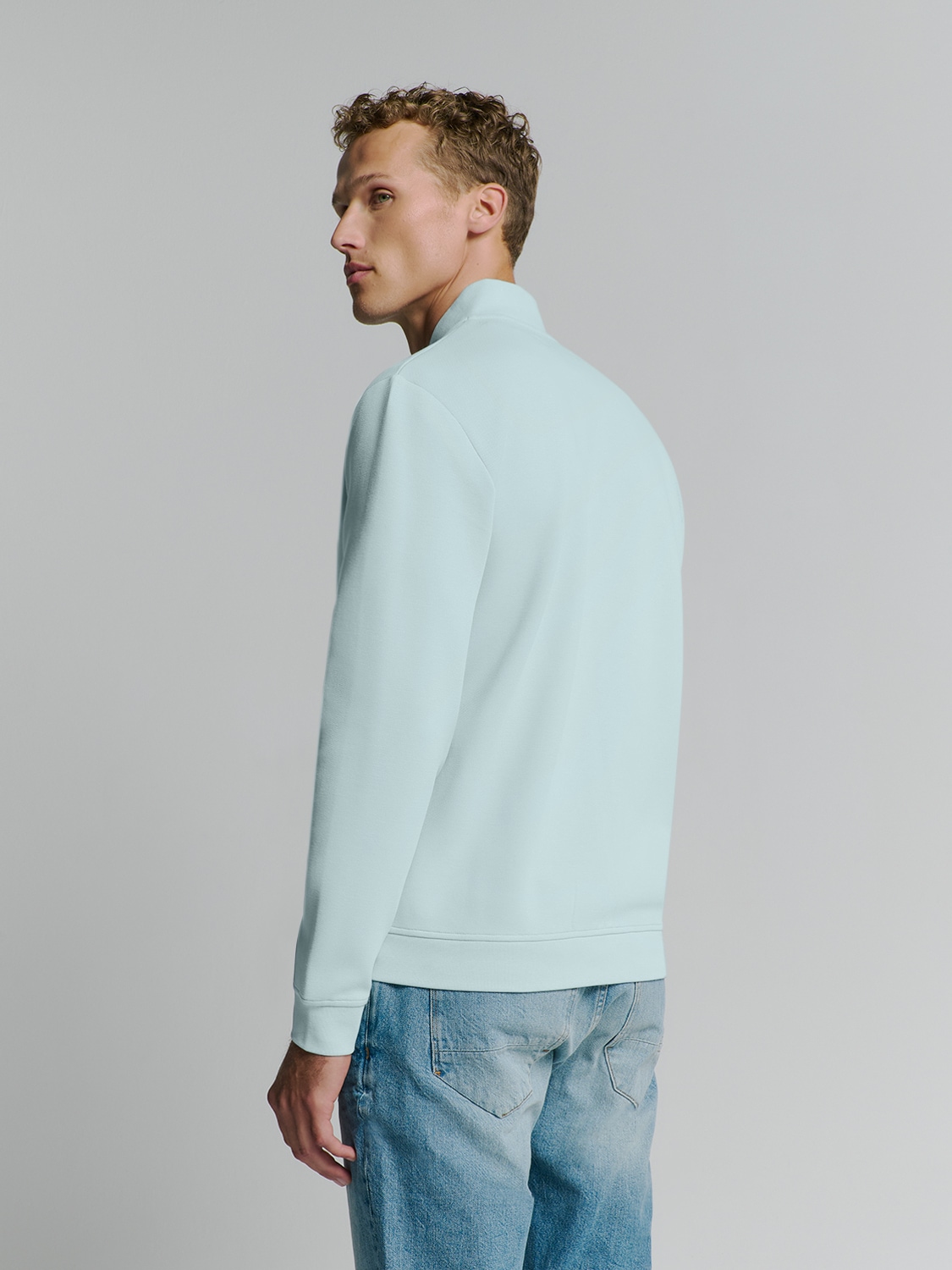 NO EXCESS Sweater »No Excess Piqué-Sweatshirt mit Vollreißverschluss«