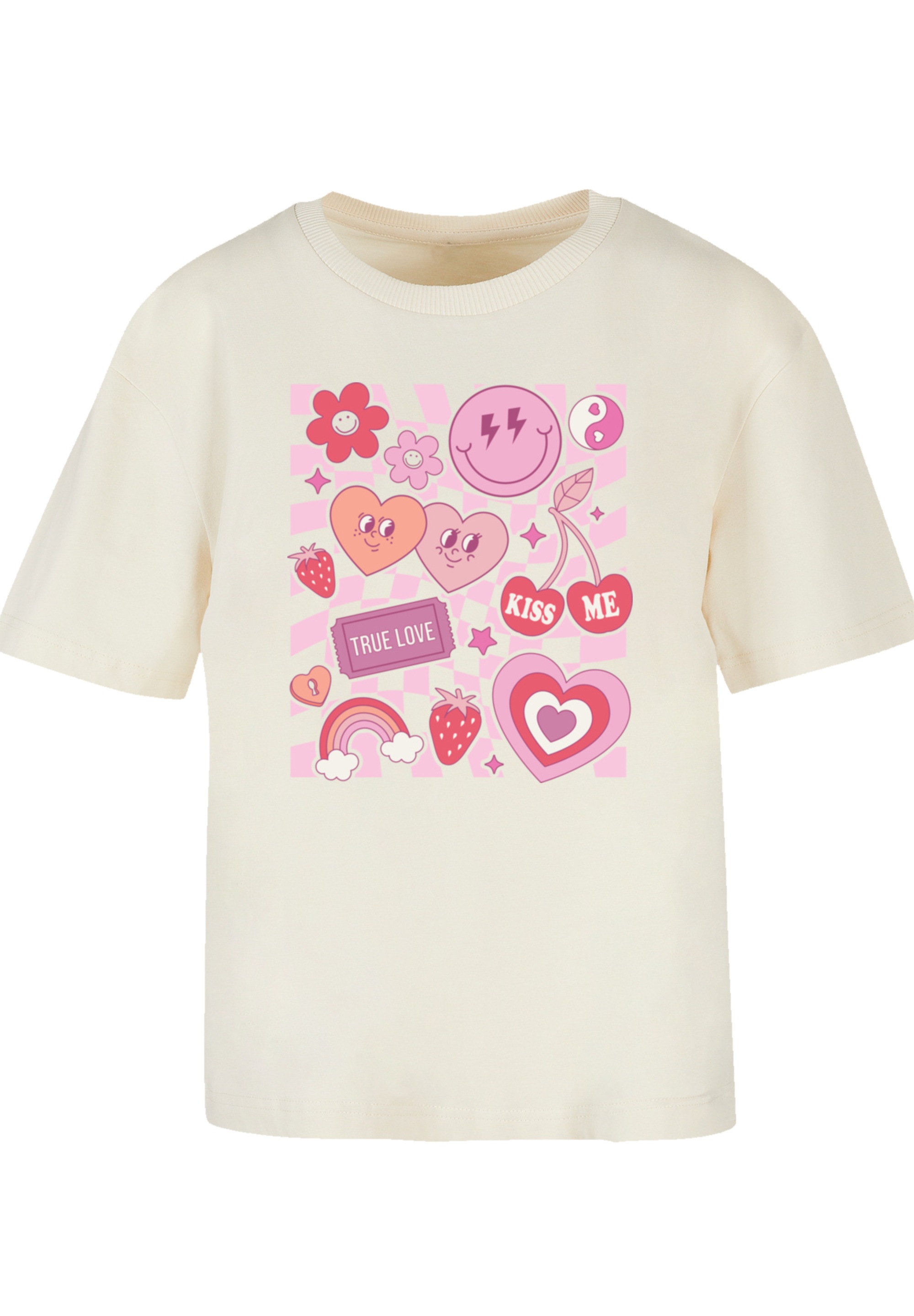 F4NT4STIC T-Shirt »Retro Valentinstag Herz Rainbow Fruits«, Premium Qualität