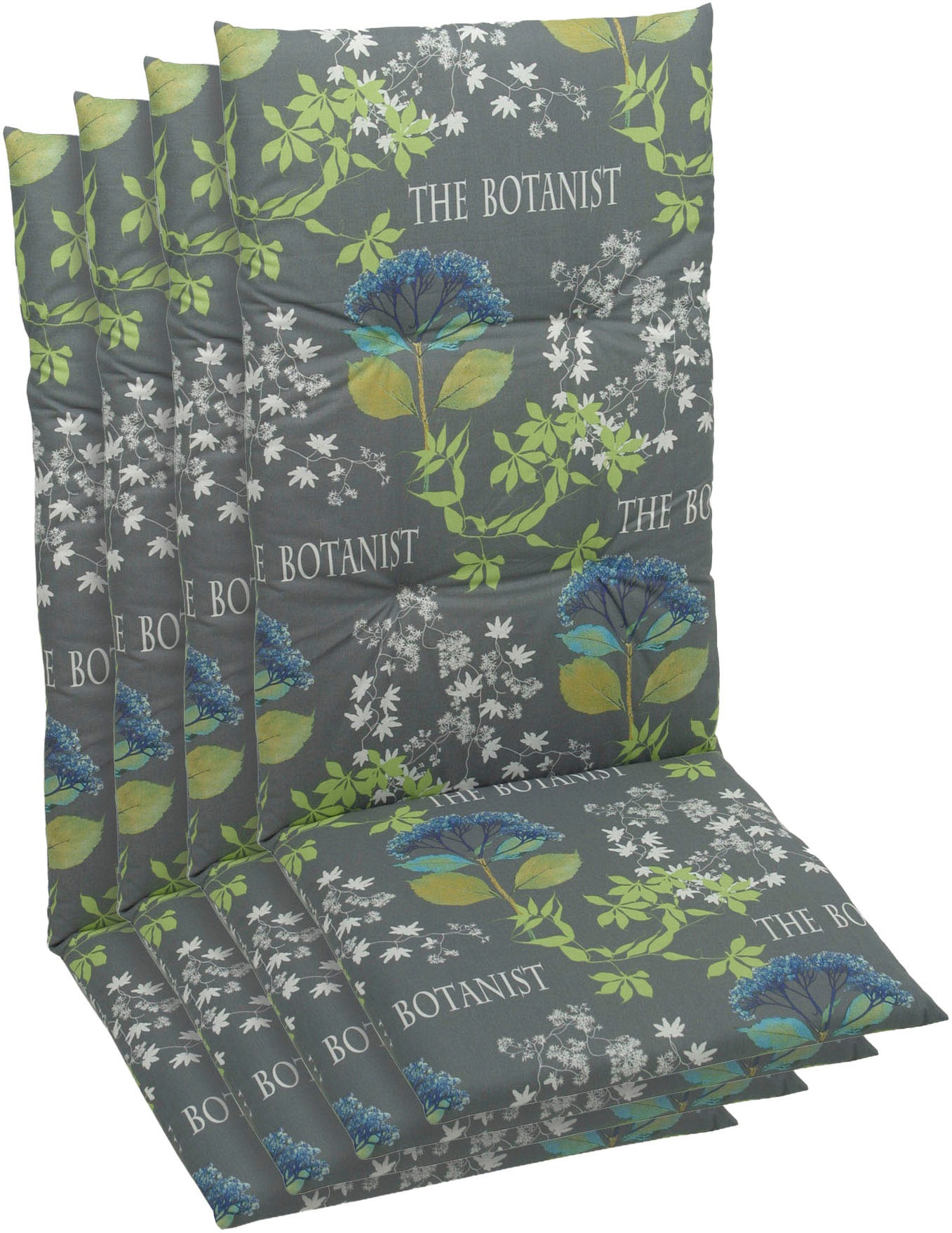 KONIFERA Hochlehnerauflage The Botanist grau - Maße BxLxH ca.: 48 cm x 118 cm x 5 cm