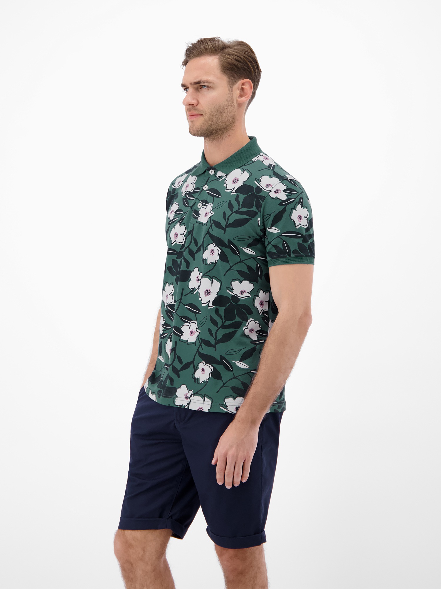 LERROS Poloshirt »Poloshirt mit floralem Print aus 100% Baumwolle«