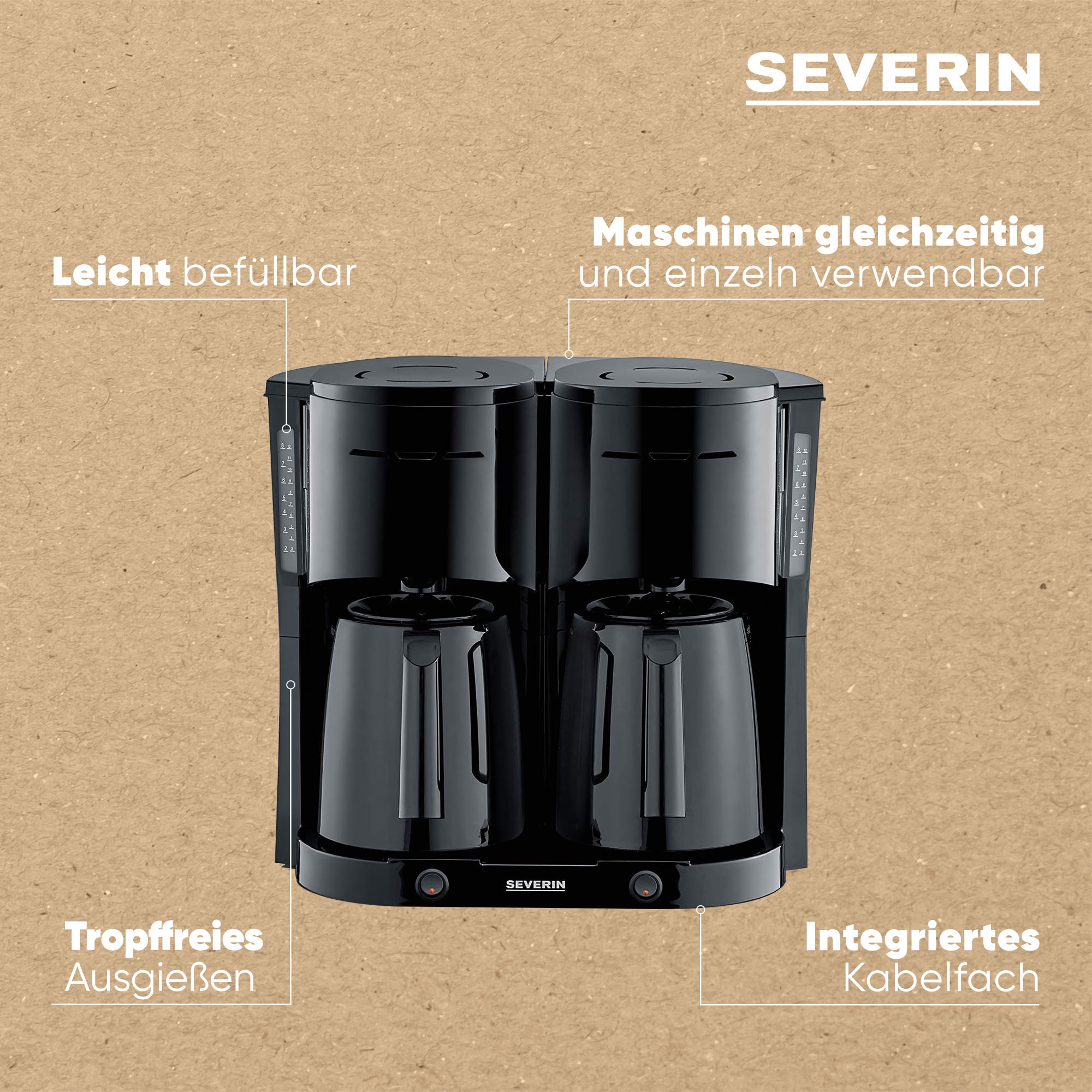 Severin Filterkaffeemaschine »KA 9315 Duo« 1 l Kaffeekanne Papierfilter 1x4