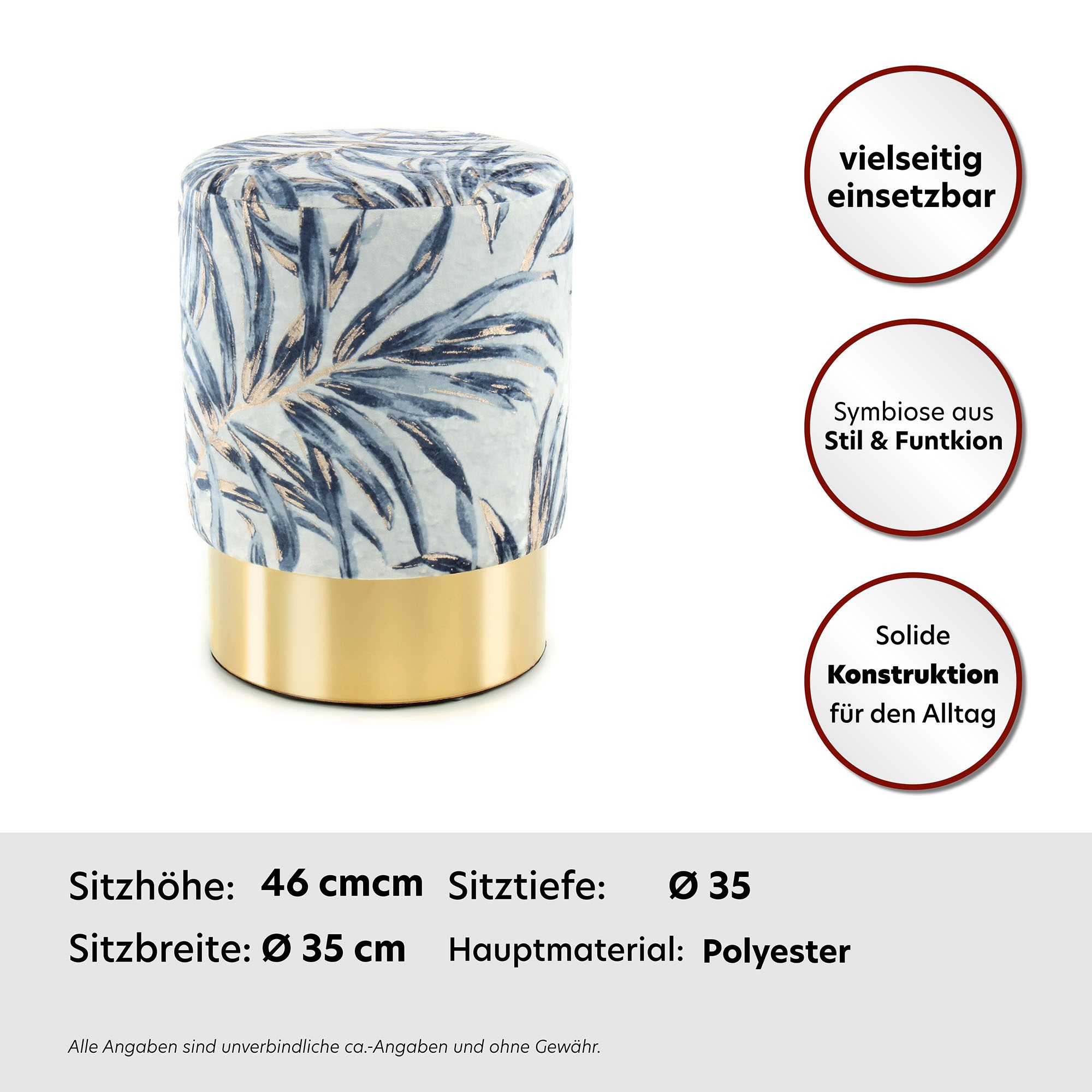 Kayoom Sitzhocker »Hocker Gipsy 225, stilvoller Sitzhocker, runde Form, stilvolles Design«, (1 St.), facettenreich, platzsparend, vielfältig einsetzbar, weiche Polsterung