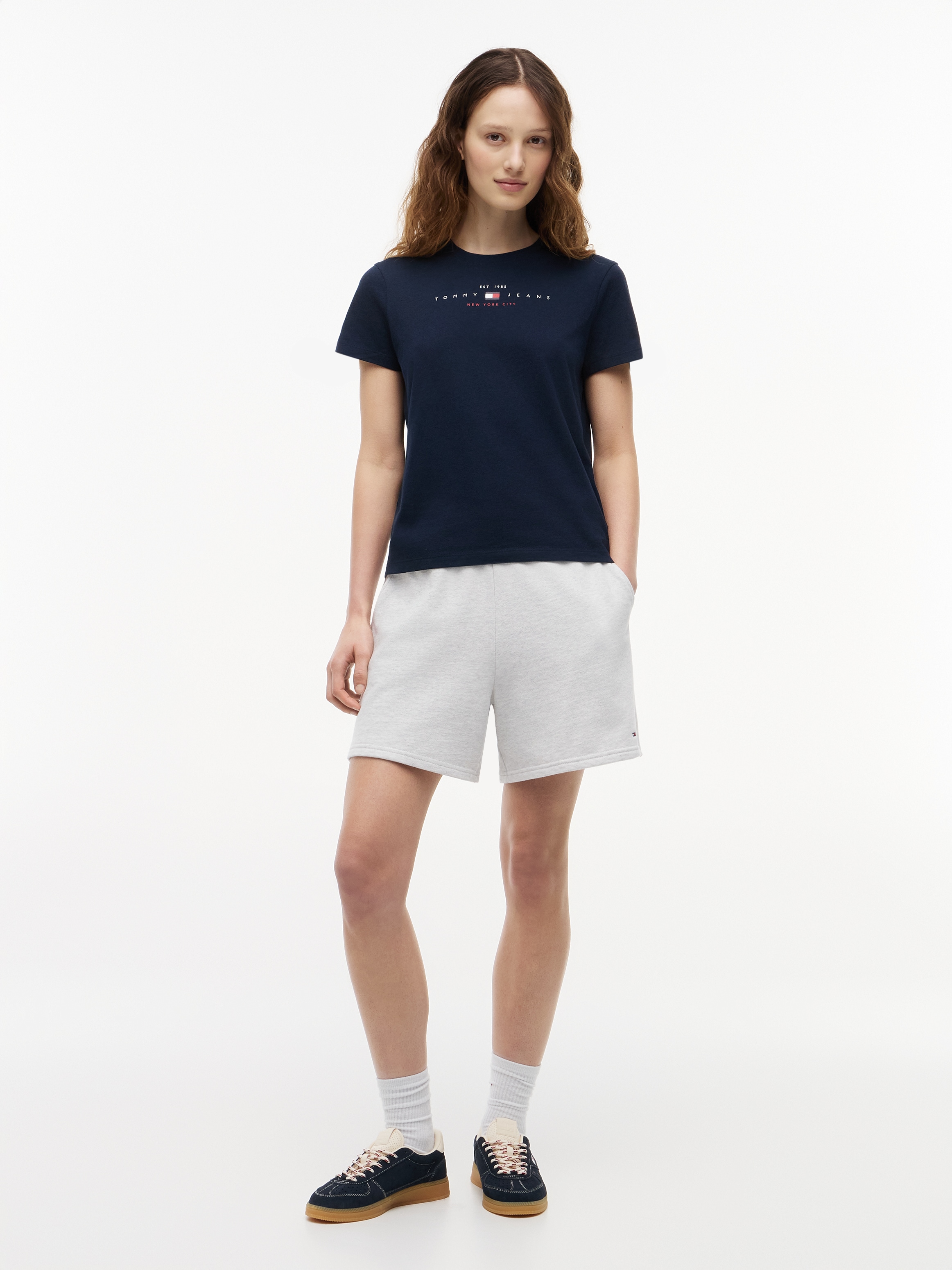 Tommy Jeans Kurzarmshirt »TJW REG US LINEAR SS TEE« Baumwollmischung, regular fit, Logo