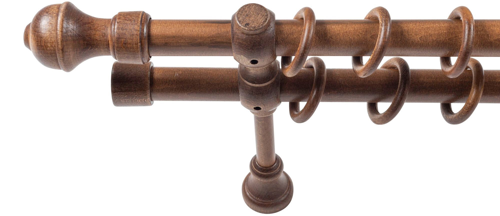 Thumbnail - SN DECO GROUP Gardinenstange "Ares" 2 läufig-läufig Fixmaß 28 mm, Holz, verschiedene Längen und Farben, Komplettset