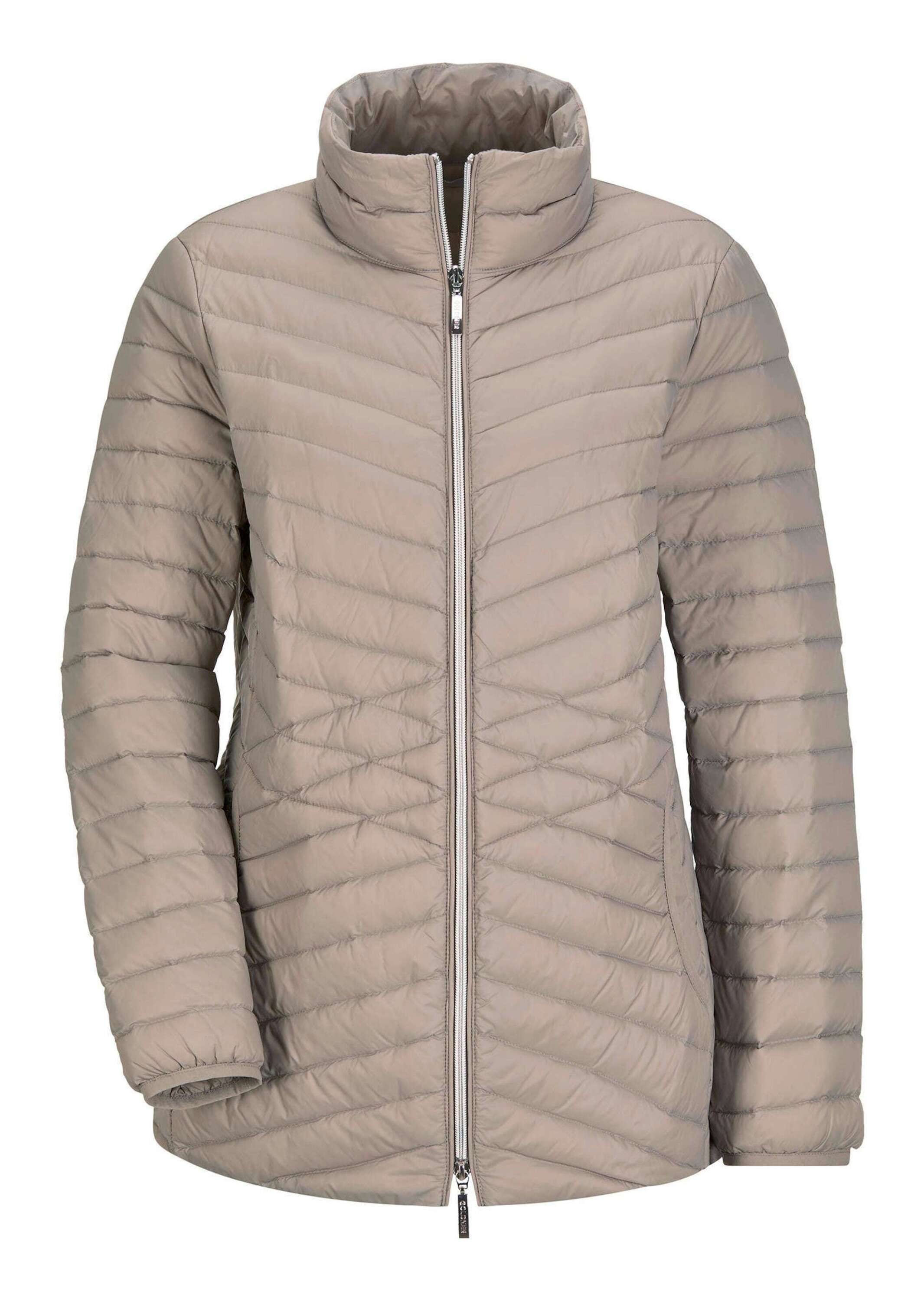 Steppjacke GOLDNER "Kurzgröße Herbstjacke mit Daunen, Stehkragen", Damen, Gr. 25, beige (taupe), Obermaterial: 100% Polyamid PA., Modisch, Jacken Steppjacke, 2-Wege RV