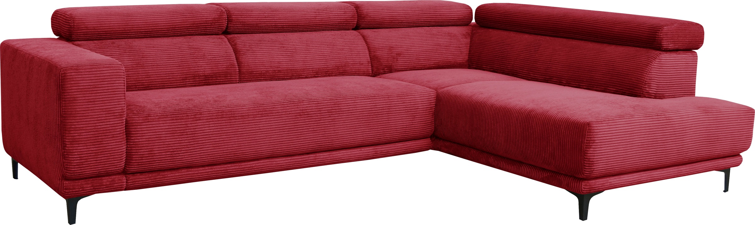 Ecksofa ALINA "Hikari", rot (rubinrot gct 87), B:302cm H:102cm T:210cm, Cord GCT (92% Polyester, 8% Nylon), Sofas, Ecksofa, wahlweise mit Sitzvorzug, in modernem Cordstoff, Breite 302 cm 2