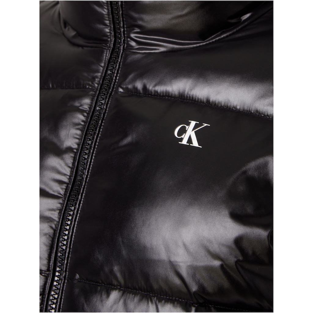 Calvin Klein Jeans Langjacke »SHINY LONG FITTED JACKET«, mit Kapuze