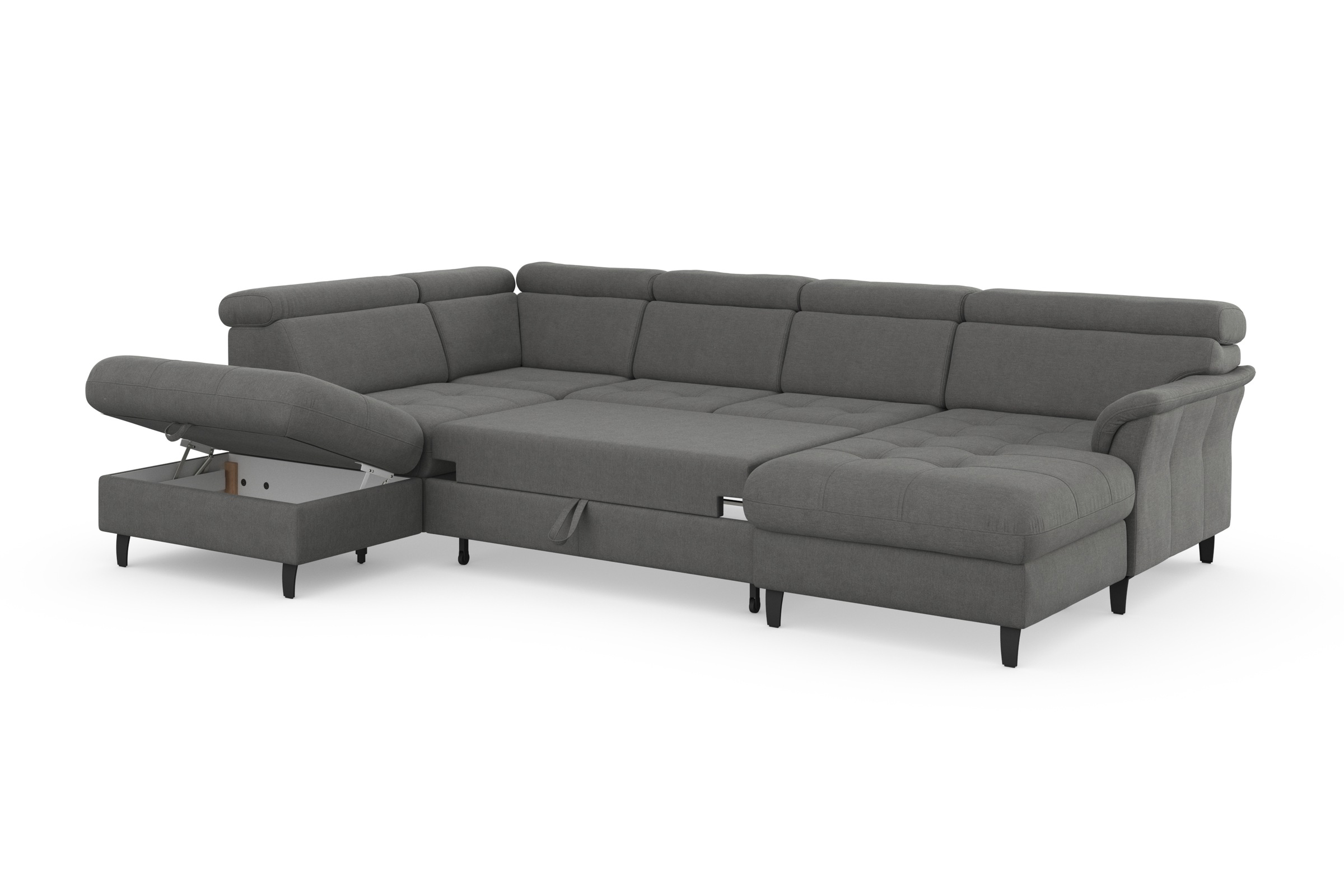 sit&more Wohnlandschaft »Marano U-Form«, inklusive Kopfteilverstellung, wahlweise mit Bettfunktion, Bettkasten