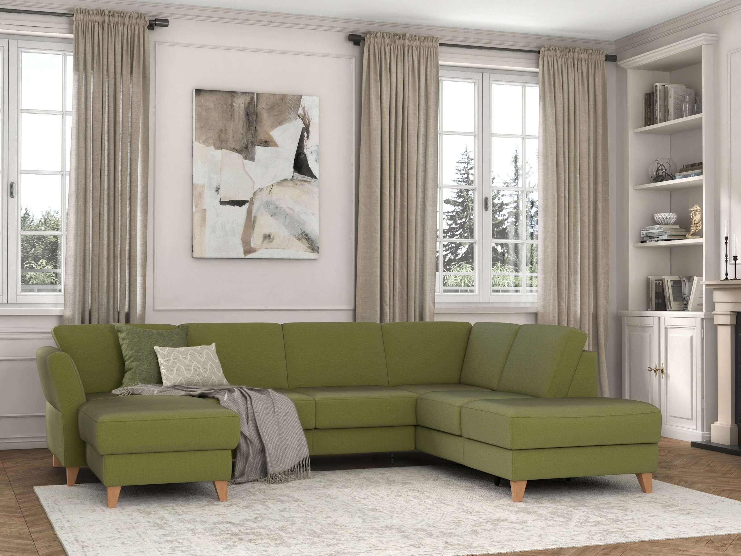 sit&more Wohnlandschaft »Visby U-Form«, wahlweise mit Bettfunktion und Stauraum, frei im Raum stellbar