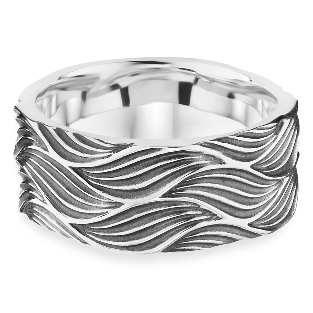 CAÏ Fingerring »925/- Sterling Silber oxidiert Wellen«