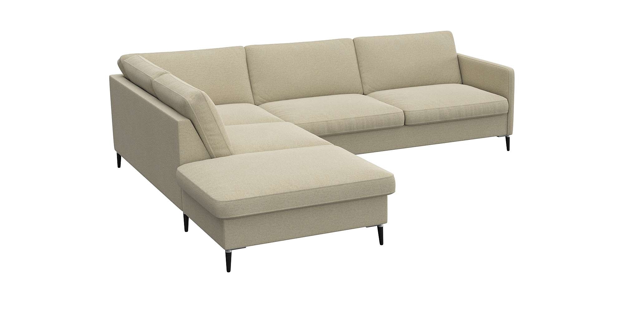 FLEXLUX Ecksofa »Fiore, L-Form«, schmale Armlehnen, Kaltschaum, Füße Alu+schwarz