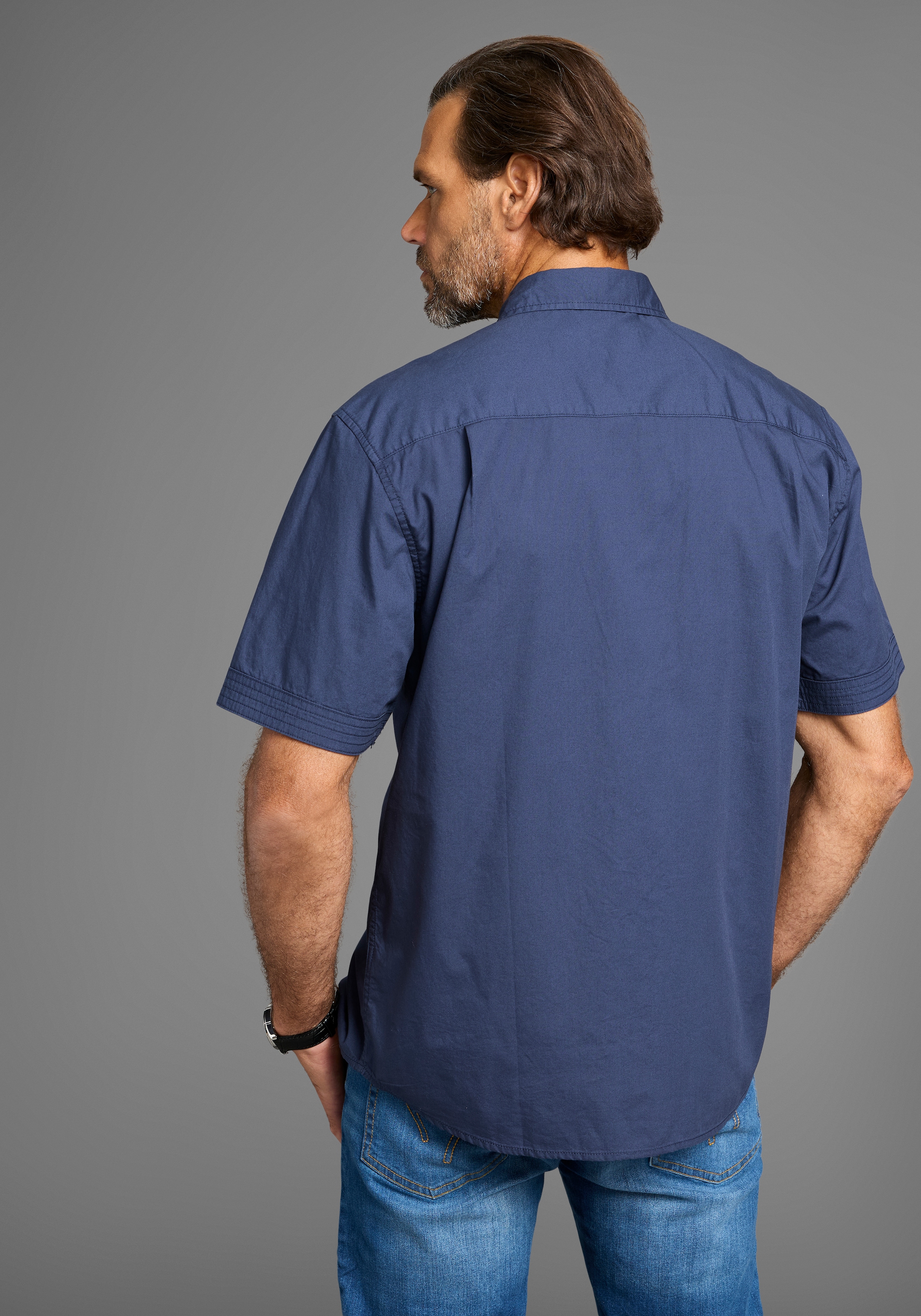 Man's World Kurzarmhemd, Kurzarmhemd mit Logostickerei