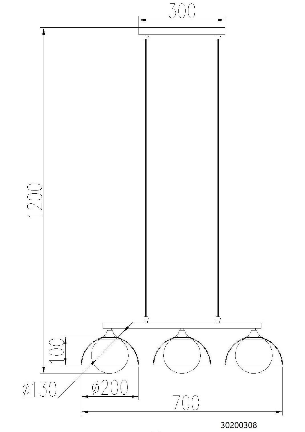 NOWA Pendelleuchte »EVA«, 3 flammig, Leuchtmittel G9 | ohne Leuchtmittel, Glas, Glaskugel opal, Hängeleuchte, Wohnzimmer, Esstisch