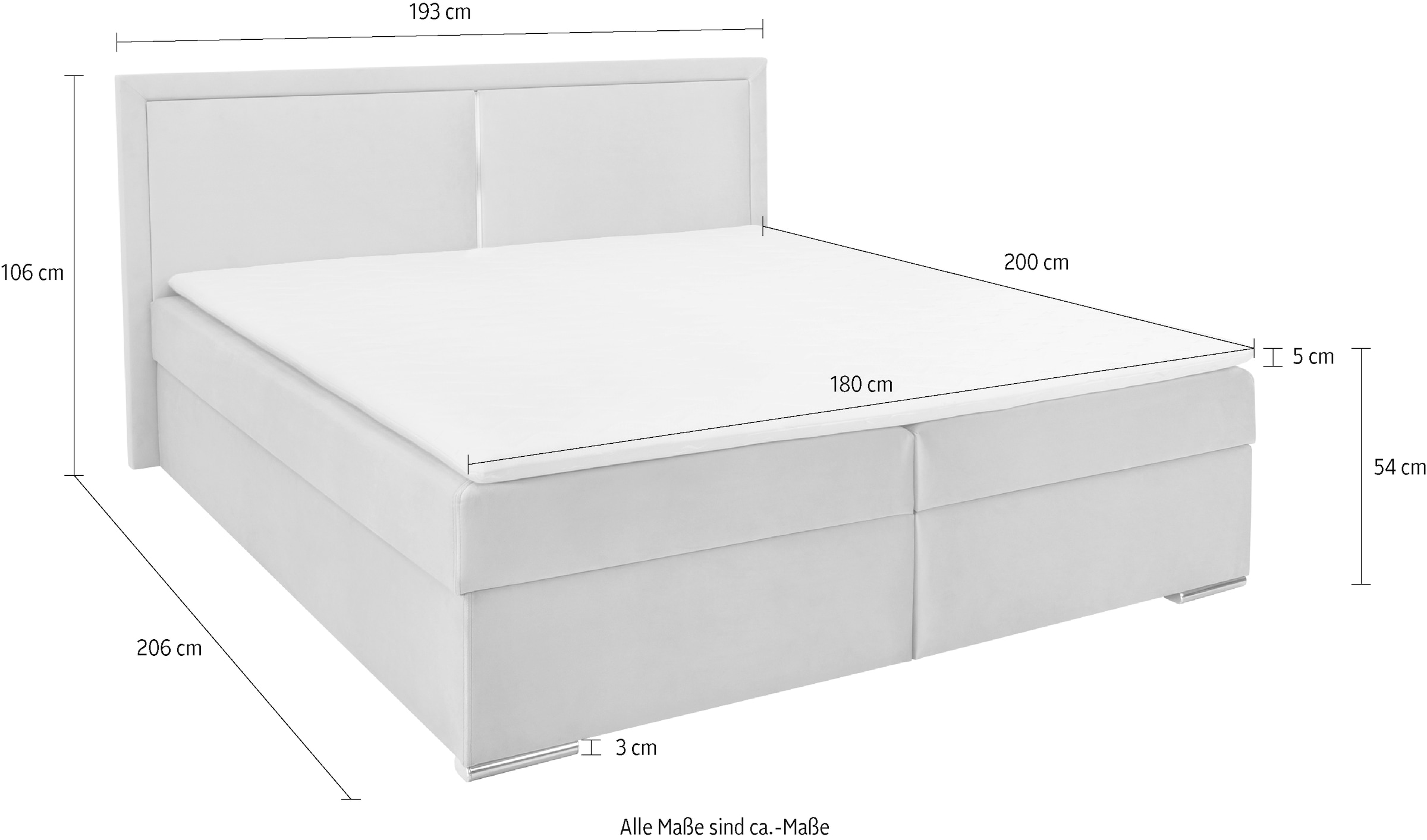 COLLECTION AB Boxbett »Athena«, Inkl. LED-Beleuchtung, Topper und Stauraum