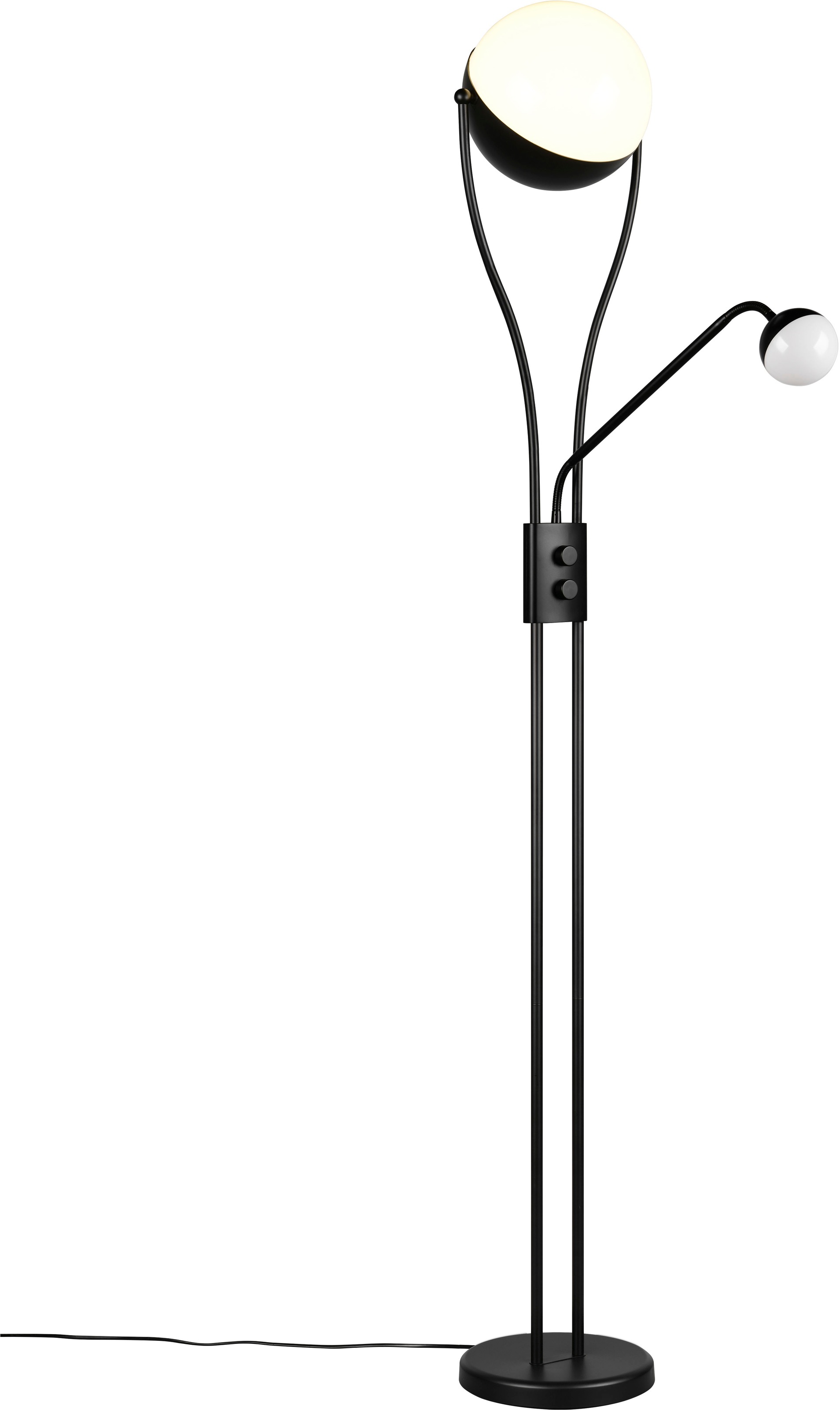 TRIO Leuchten LED Stehlampe »CHRIS, LED Stehleuchte Höhe 180cm, mit Lesearm, Drehdimmer«, 2 flammig, Leuchtmittel LED-Board-LED-Board | LED fest integriert-LED fest integriert, flexibles Leselicht getrennt schalten + dimmen, warmweißes Licht 3000K