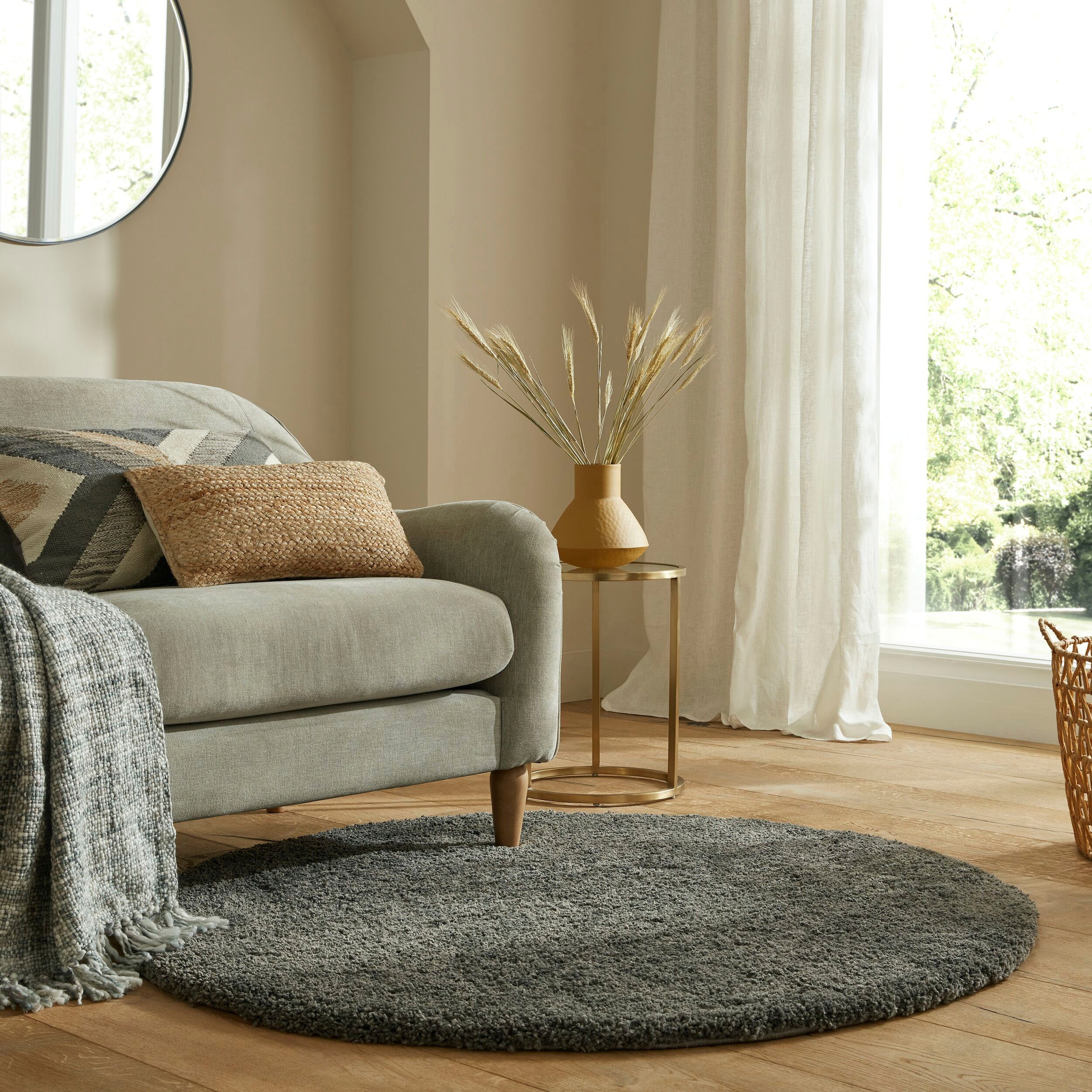 FLAIR RUGS Hochflor-Teppich "Feather" rund 40 mm Höhe günstig online kaufen