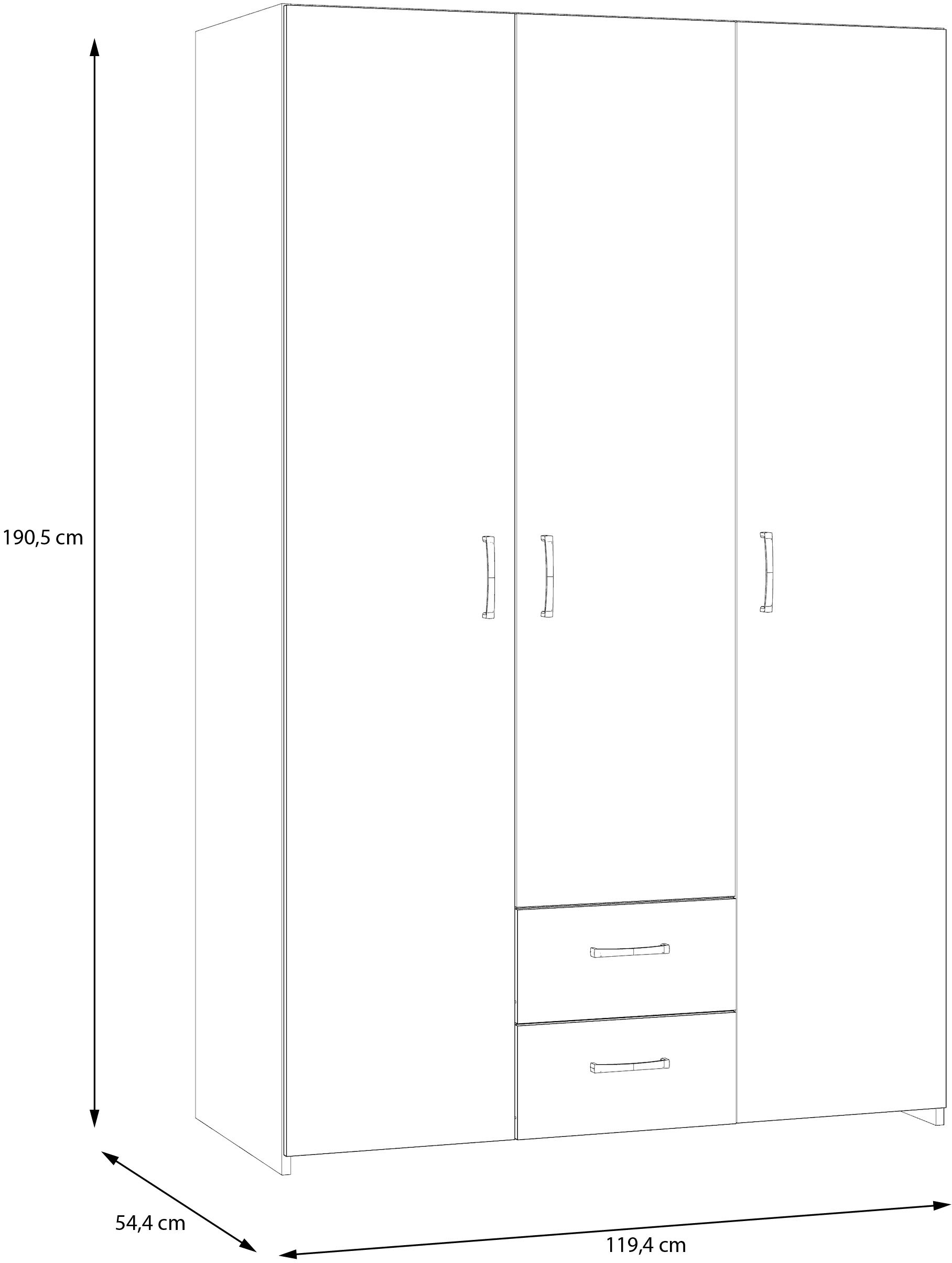 FORTE Drehtürenschrank »Econobox«, Drehtürenschrank, zeitloses Design mit alufarbigen Griffen.