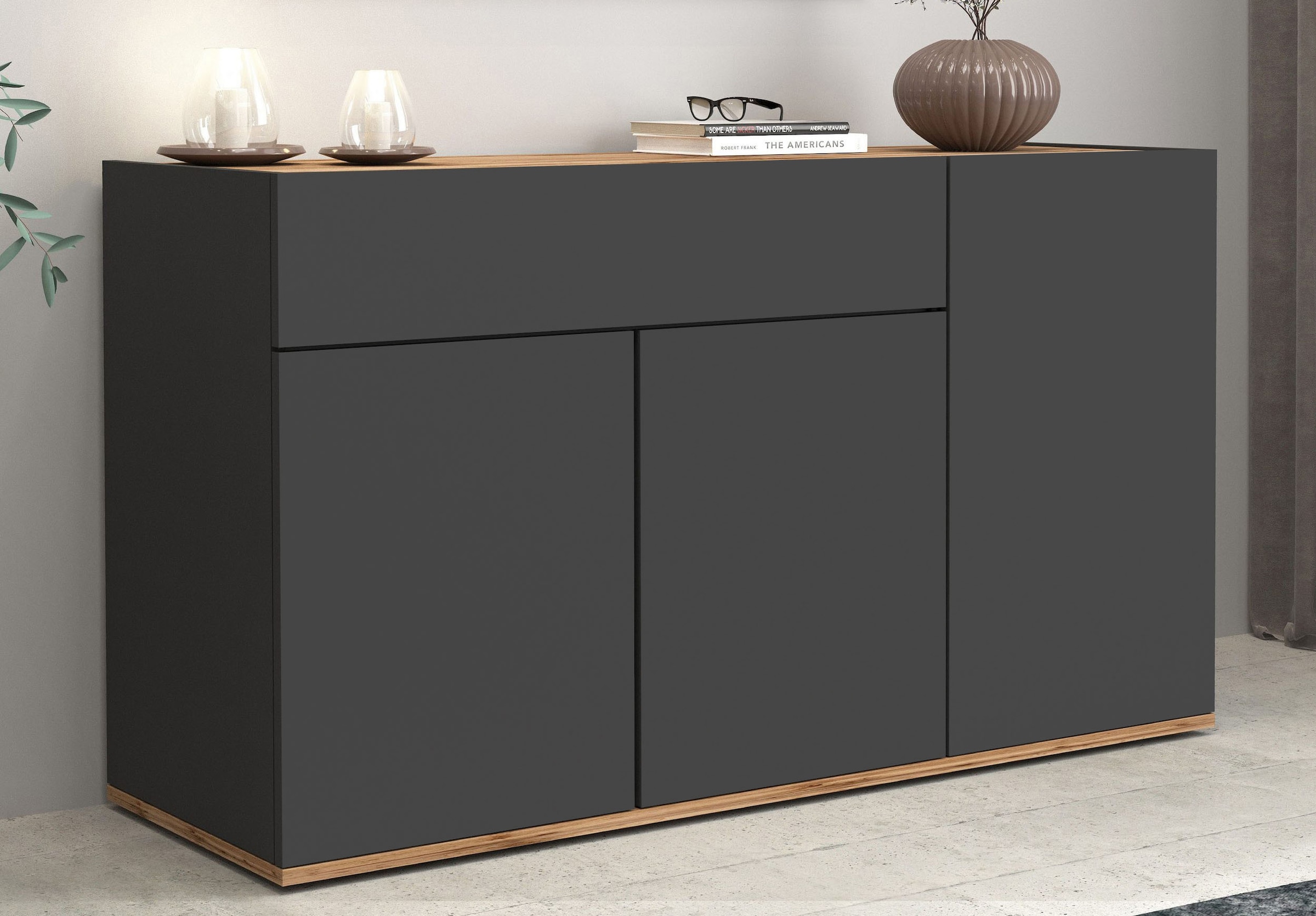 INOSIGN Sideboard »Garda, Kommode, Schrank, Kredenz«, 3 Türen, 1 Schublade, grifflos Breite 120,1 cm