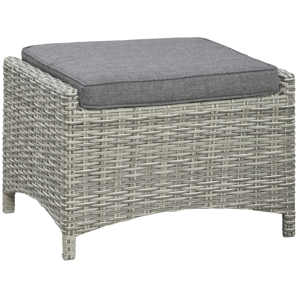 KONIFERA Garten-Essgruppe »Monaco«, (Set, 17 tlg., 6x Sessel, 2x Hocker, 1x Tisch 200x100x74cm, inkl. Auflagen)