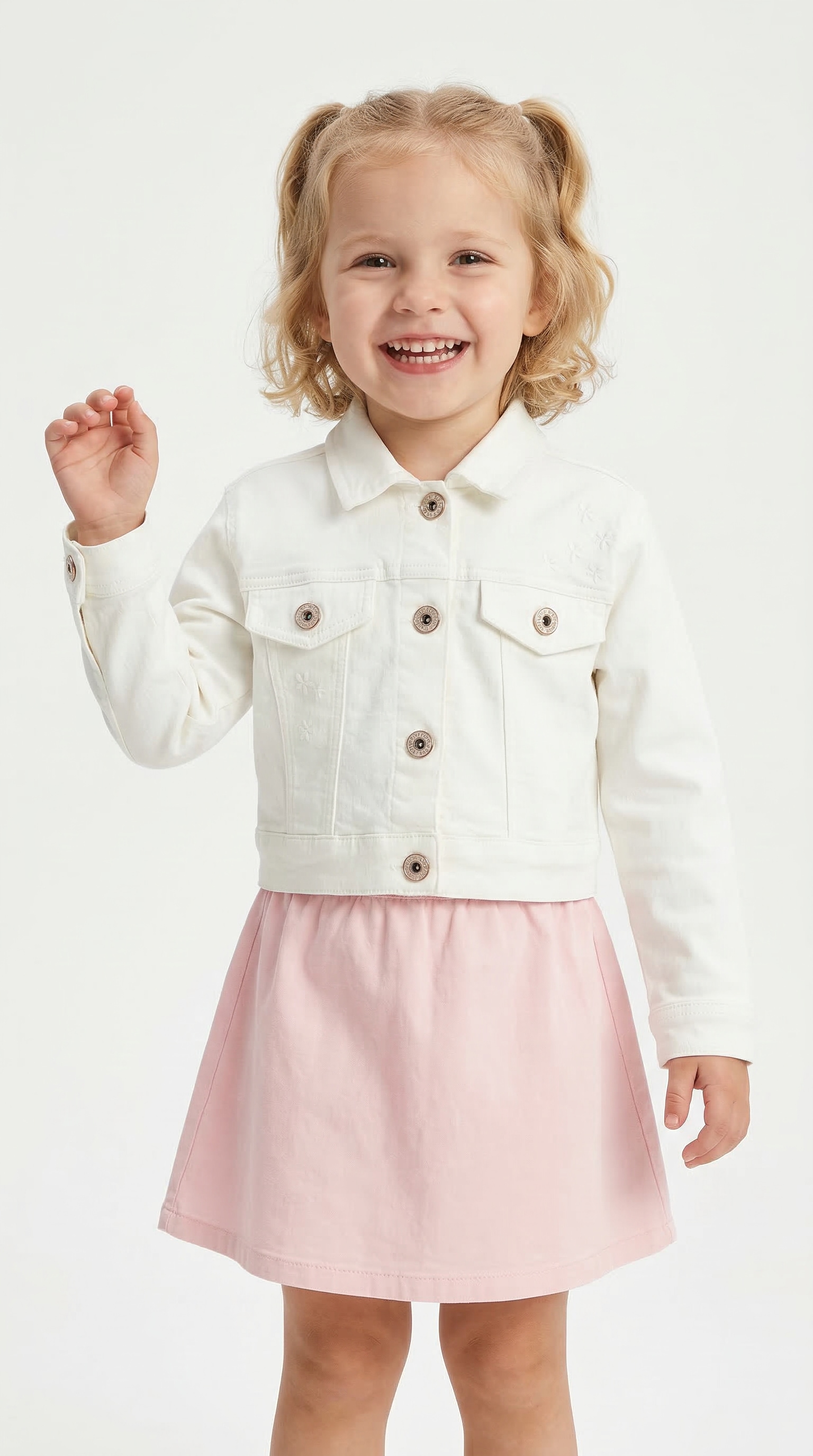 happy girls Jeansjacke ohne Kapuze mit tollen Blütenstickereien