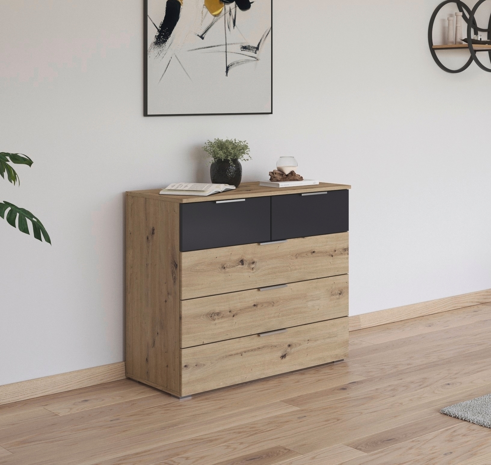 rauch Schubkastenkommode »Monza Sideboard Kommode Wäscheschrank«, mit 5 geräumigen Schubkästen in trendigen Farbkombinationen