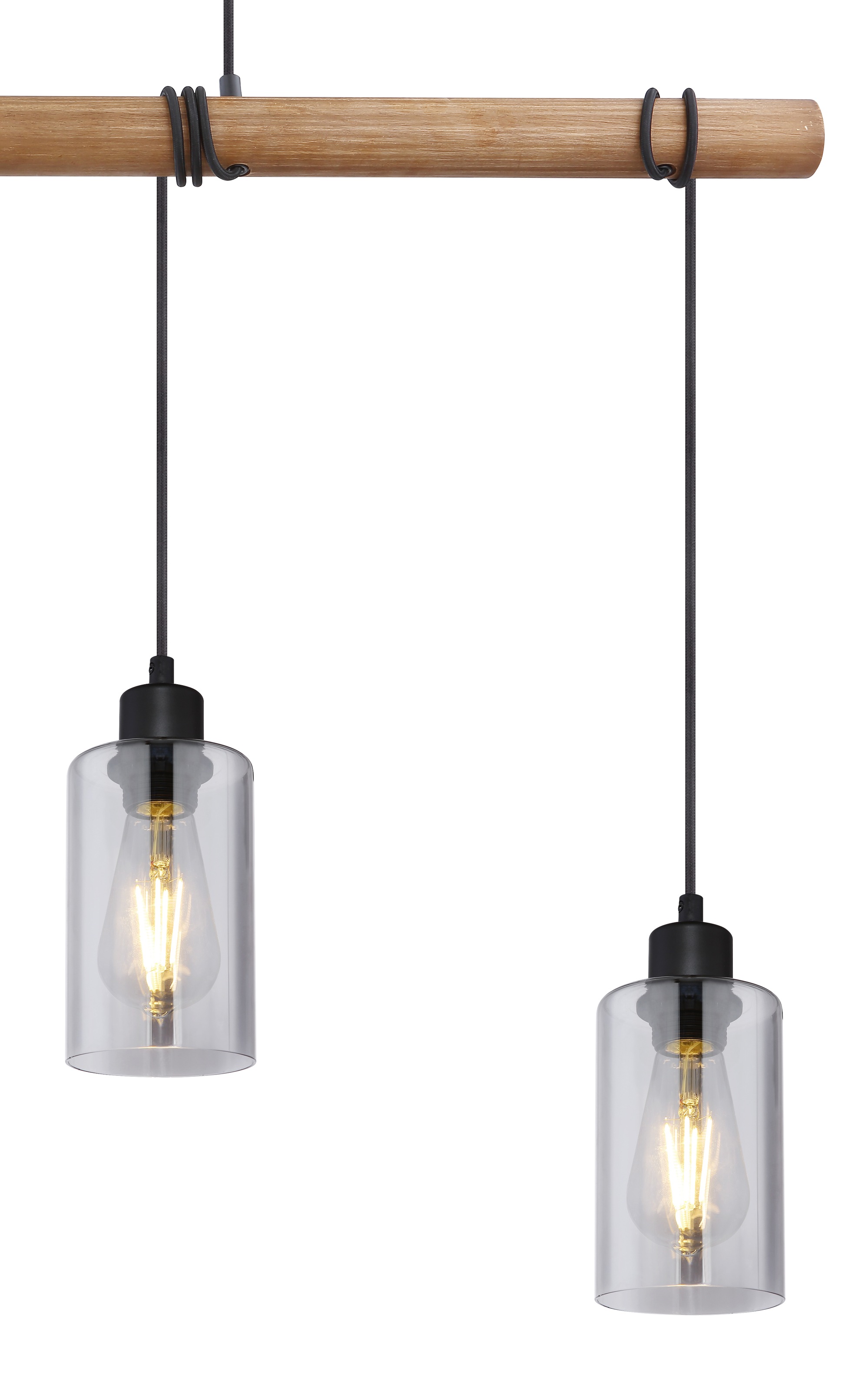 GLOBO LIGHTING Hängeleuchte »HADERA«, Leuchtmittel E27 | ohne Leuchtmittel, Hängelampe/Pendelleuchte/Glas rauchfarben/Kabel zum Herumwickeln