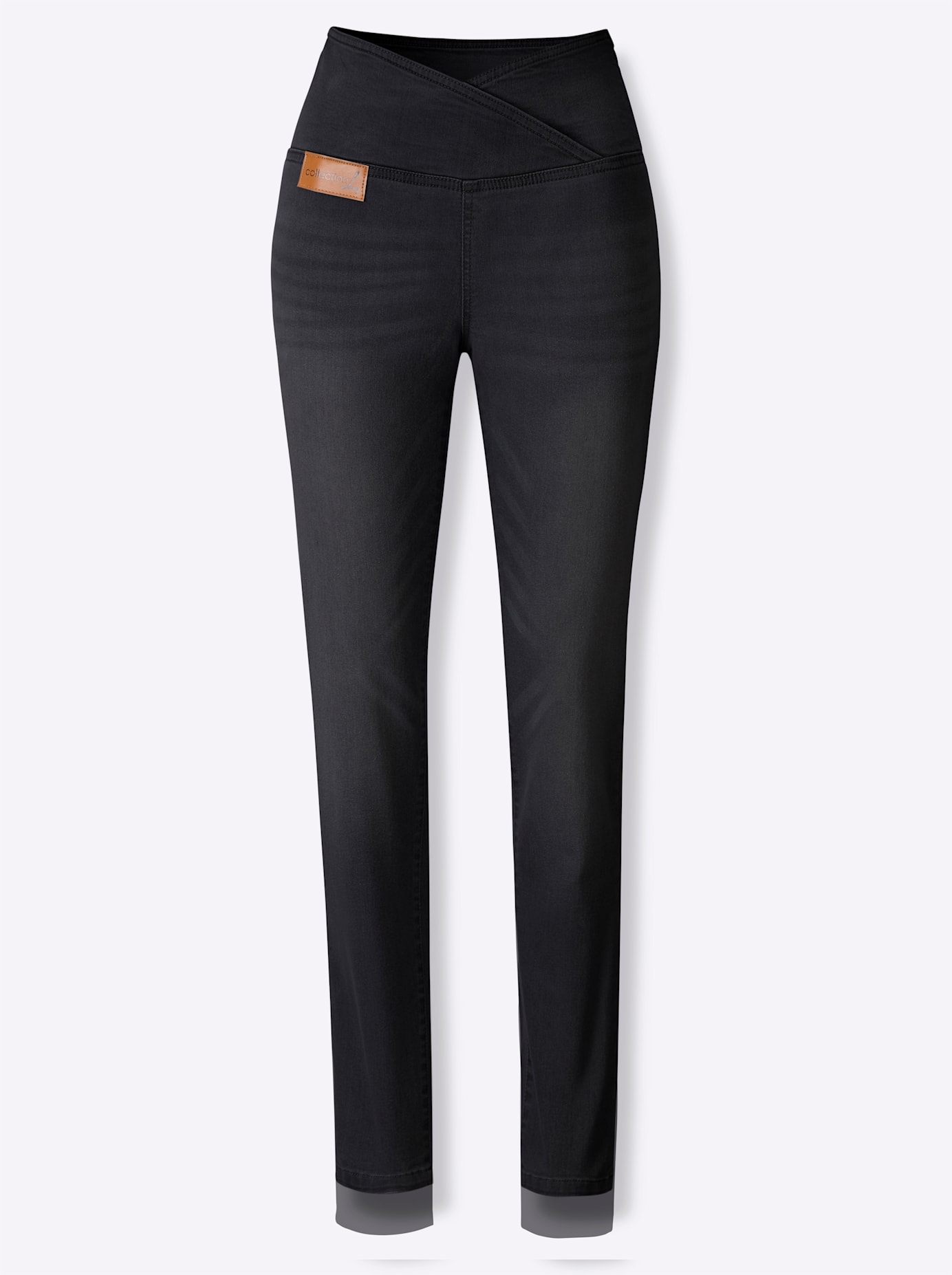Bequeme Jeans CASUAL LOOKS, Damen, Gr. 42, Normalgrößen, schwarz (schwarz denim), 81% Baumwolle, 17% Polyester, 2% Elasthan, unifarben, lang, Jeans