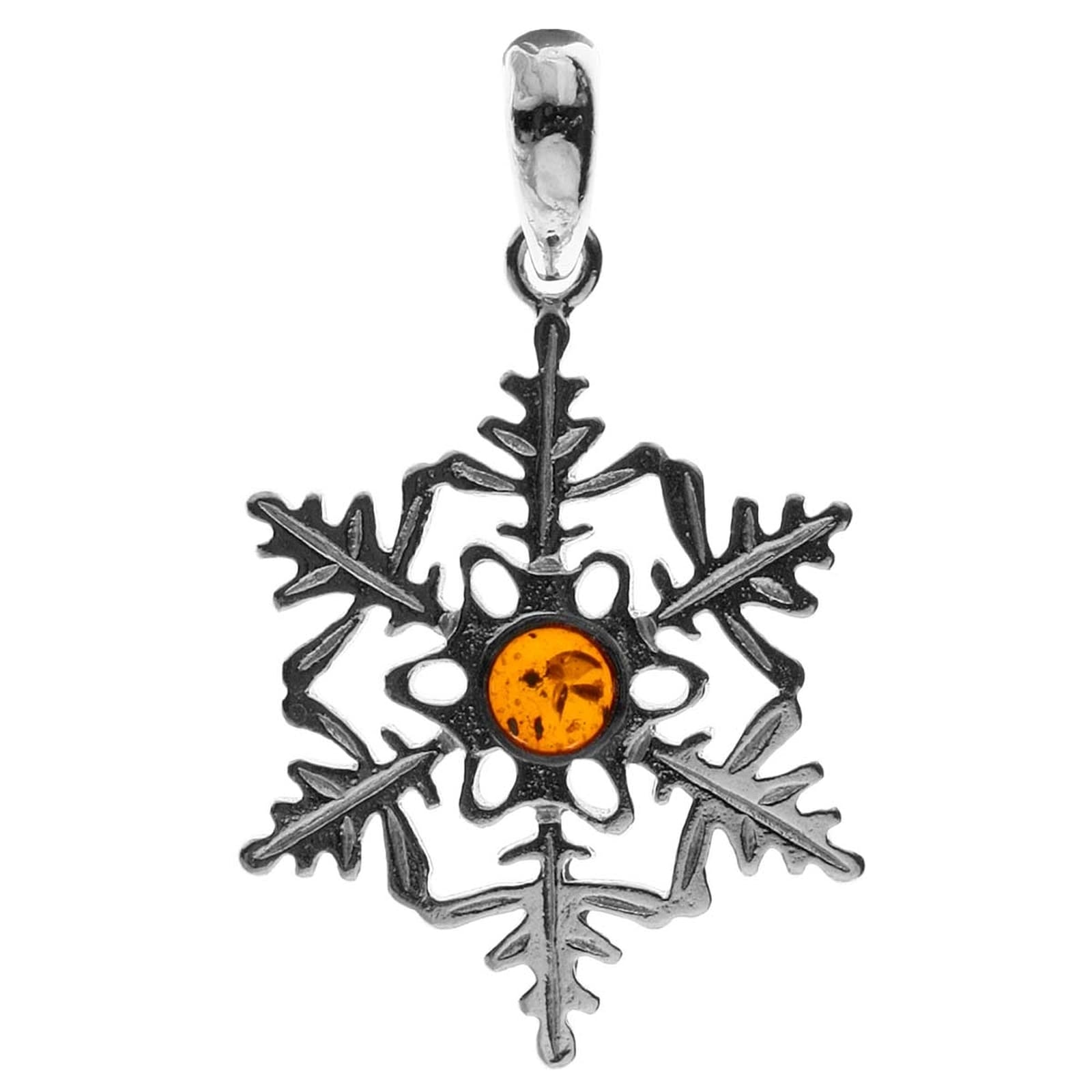 Kettenanhänger OSTSEE-SCHMUCK "Ostsee-Schmuck Anhänger Schneeflocke Anhänger Schneeflocke", weiß, Schmuckanhänger, Damen, 34x24mm, Silber 925 (Sterlingsilber), 2,1 g, Kettenanhänger