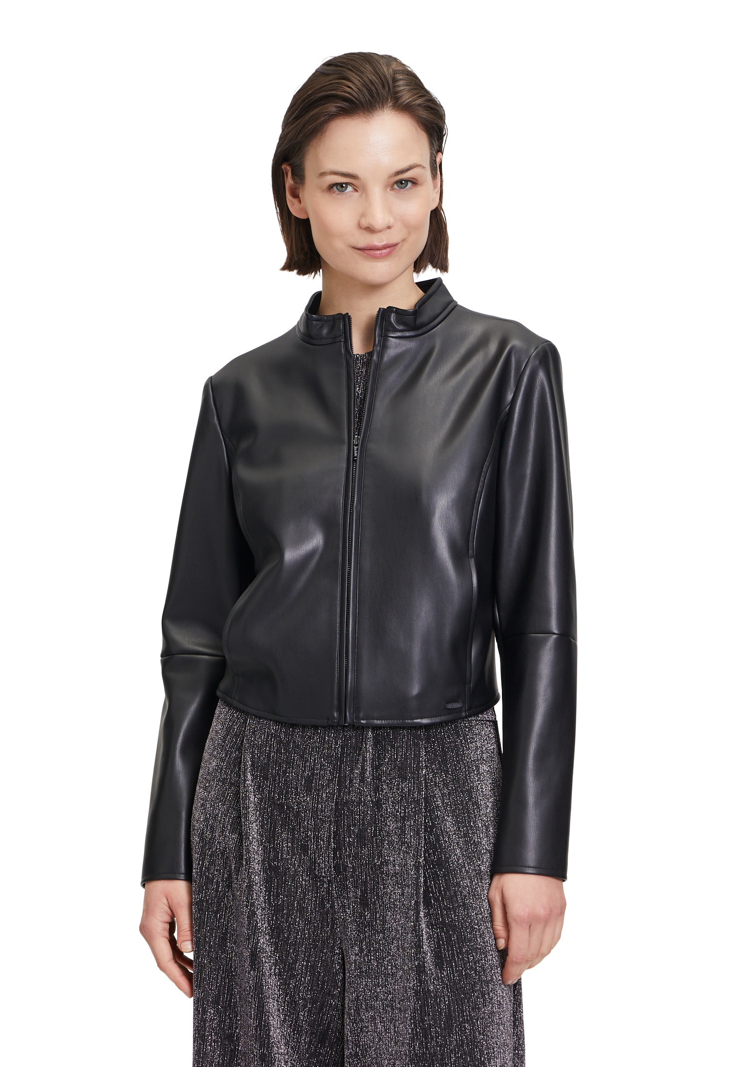 Betty&Co Jackenblazer "Betty & Co Damen Bikerjacke mit Stehkragen", Nahtfüh günstig online kaufen