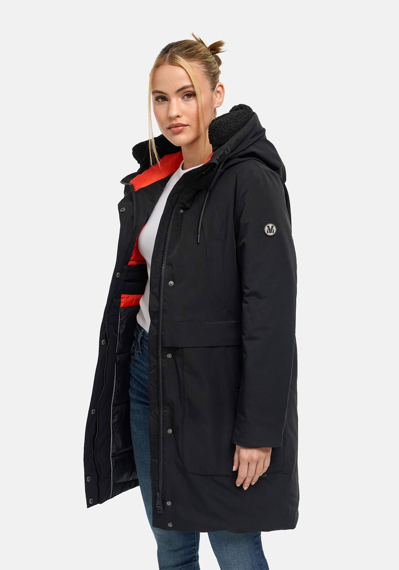 Marikoo Parka »Pakaami« mit Kapuze Winterparka mit Kapuze, Teddyfutter, aufgesetzten Taschen