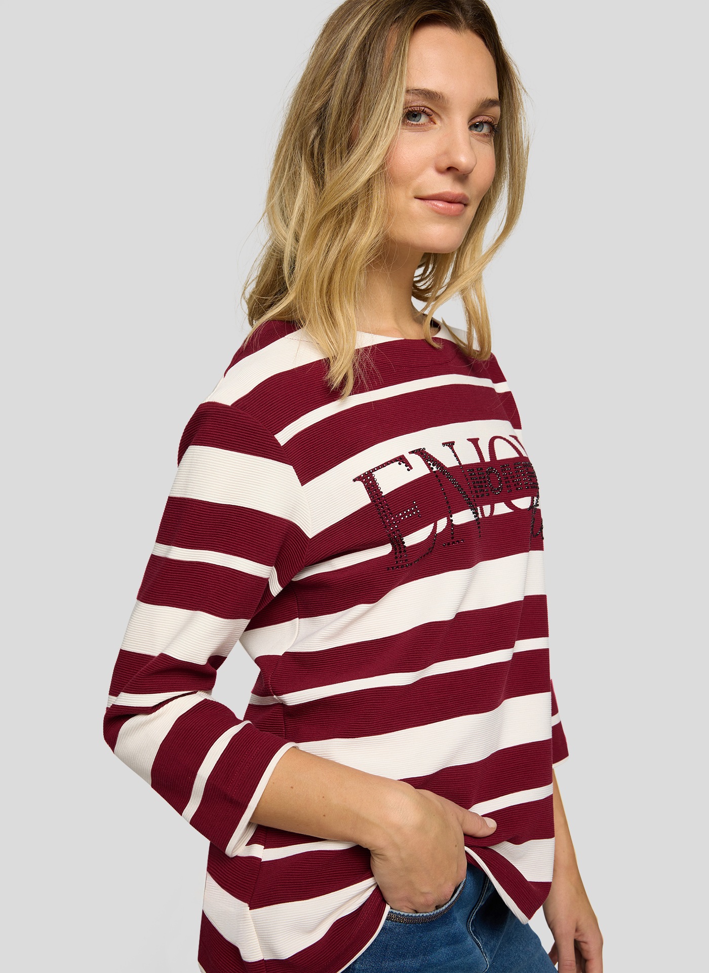 Thumbnail - Rabe 3/4-Arm-Shirt im Streifen-Design und mit Nieten-Details