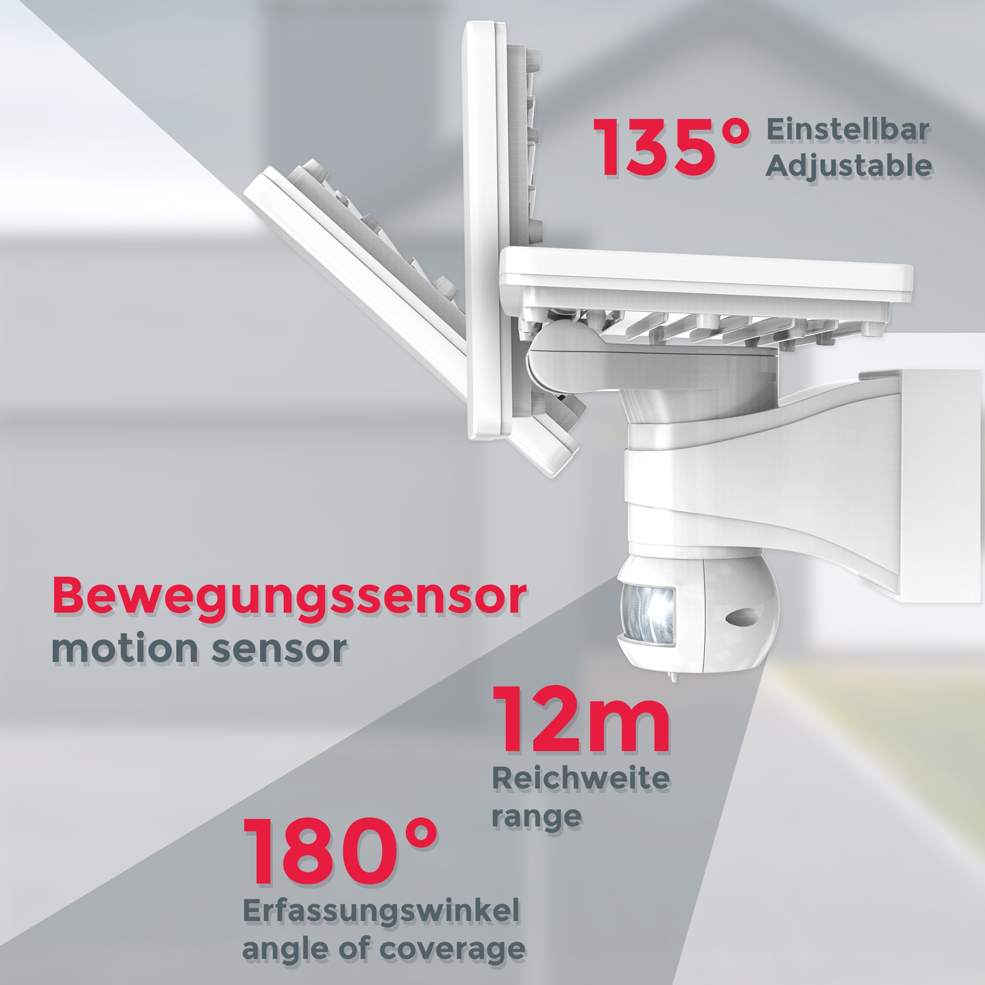 B.K.Licht LED Außen-Wandleuchte, 1 flammig-flammig, | Wandlampe, Außenstrahler, 20W Bewegungsmelder, 2300 weiß Lumen, IP44, BAUR