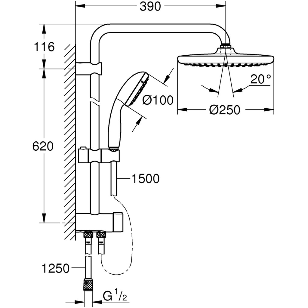 Grohe Duschsystem »Vitalio Start System 250 Flex«