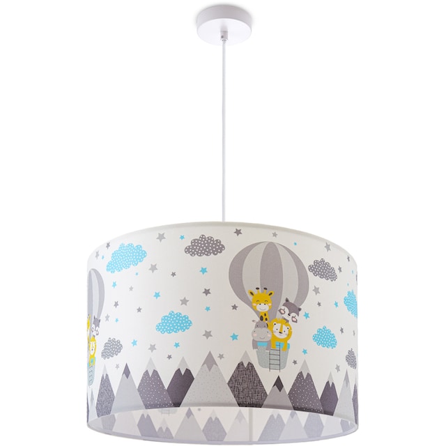 Paco Home Pendelleuchte »Cosmo 343«, 1 flammig-flammig, Lampe Kinderzimmer  Deckenlampe Heißluftballon Wolken Tiere Zoo E27 | BAUR