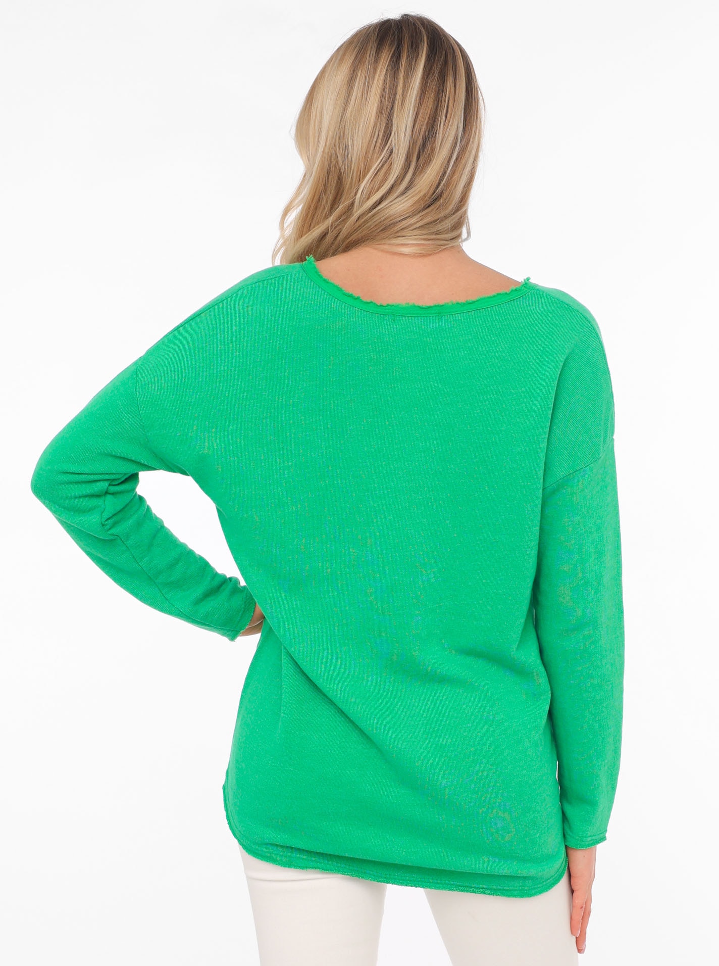 Zwillingsherz Sweatshirt »"Positive Mind"«, Mit V-Ausschnitt im Used Look und Stempeldruck