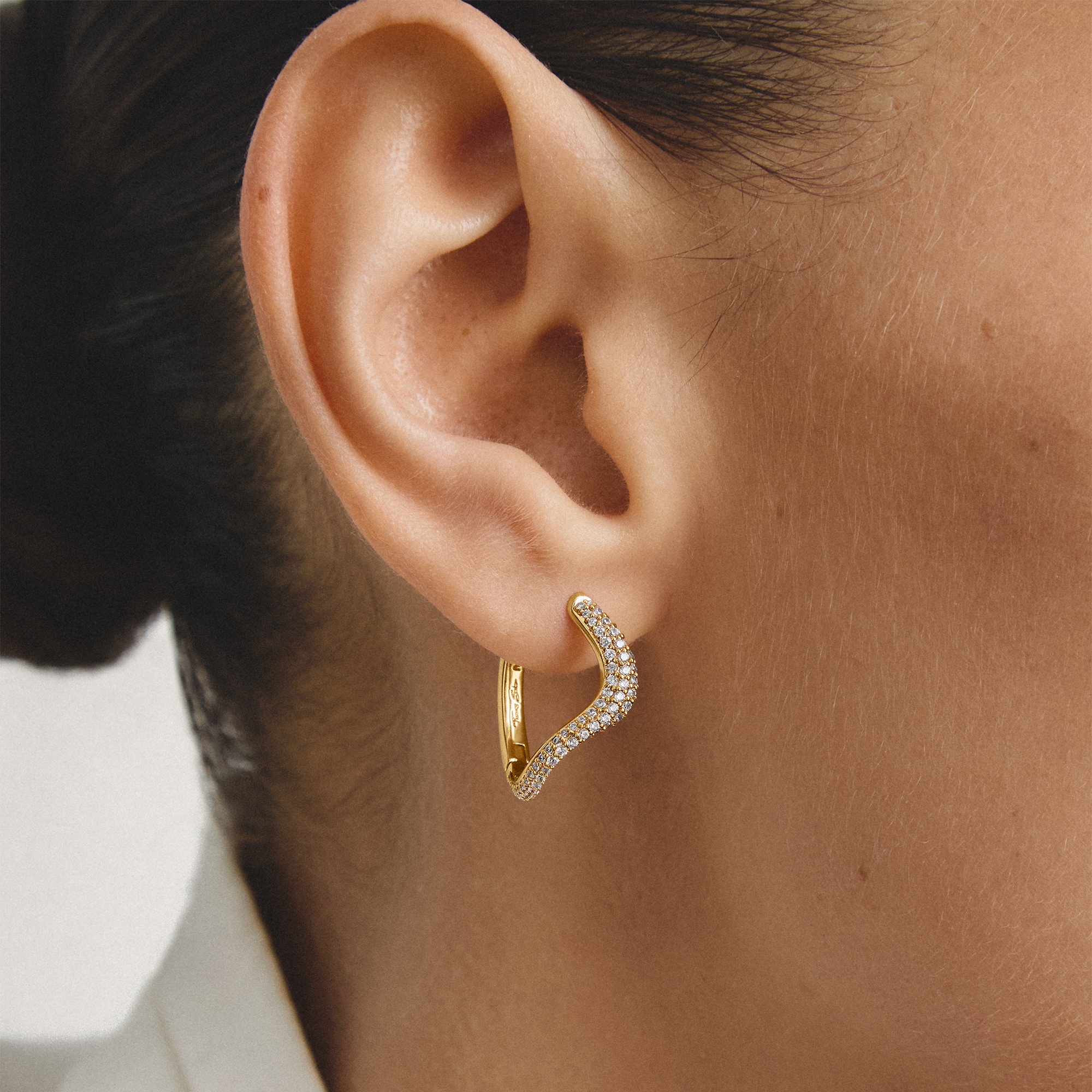 THOMAS SABO Paar Creolen »Fluid Elegance Creolen Pavé gelbgoldfarben« mit Zirkonia (synth.)