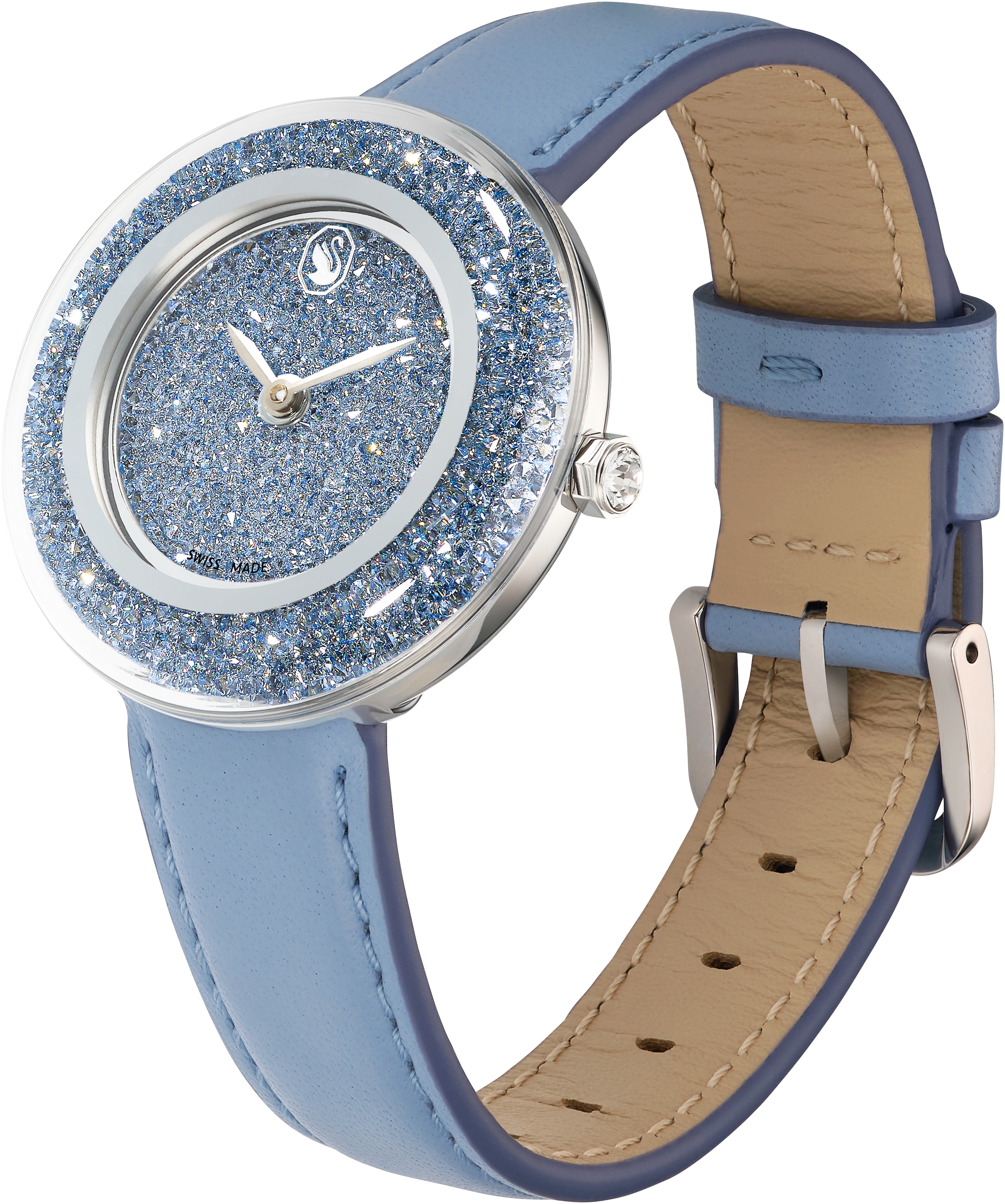 Swarovski Quarzuhr »CRYSTALLINE LUSTRE«, Armbanduhr, Damenuhr, Swiss Made, Lederarmband, analog