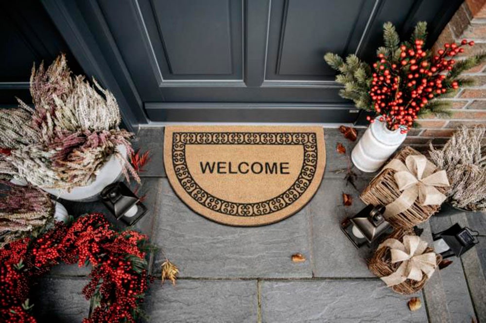 HANSE Home Fußmatte »Kokos Halbrund Ornament Flur Rutschfest, BAUR Welcome Kokosmatte, Border«, Outdoor, rechteckig, | Schmutzfangmatte, Innen, Kokos