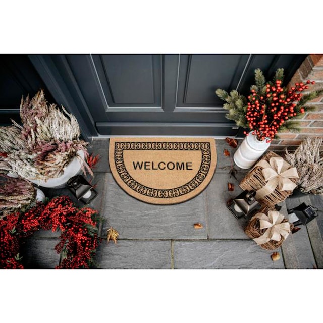 HANSE Home Fußmatte »Kokos Halbrund Welcome Ornament Border«, rechteckig,  Kokos, Schmutzfangmatte, Outdoor, Rutschfest, Innen, Kokosmatte, Flur | BAUR