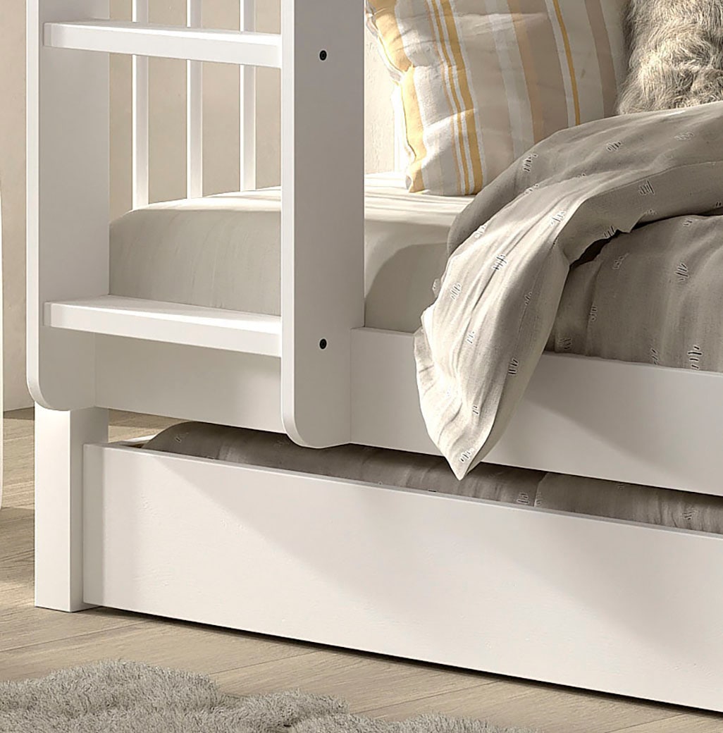 Home affaire Etagenbett, (Made in Europe), mit 90x200 cm LF, Lattenroste, Leiter, wahlweise m. Bettschubade, weiß