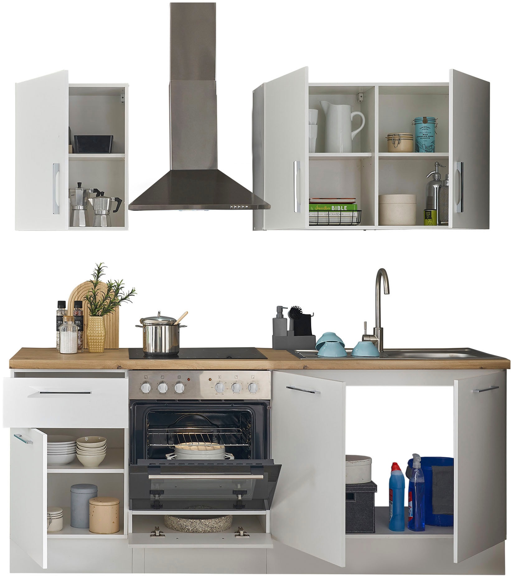 BASIC by Balculina Küchenzeile »Turin«, Breite 210 cm, wahlweise mit E-Geräten