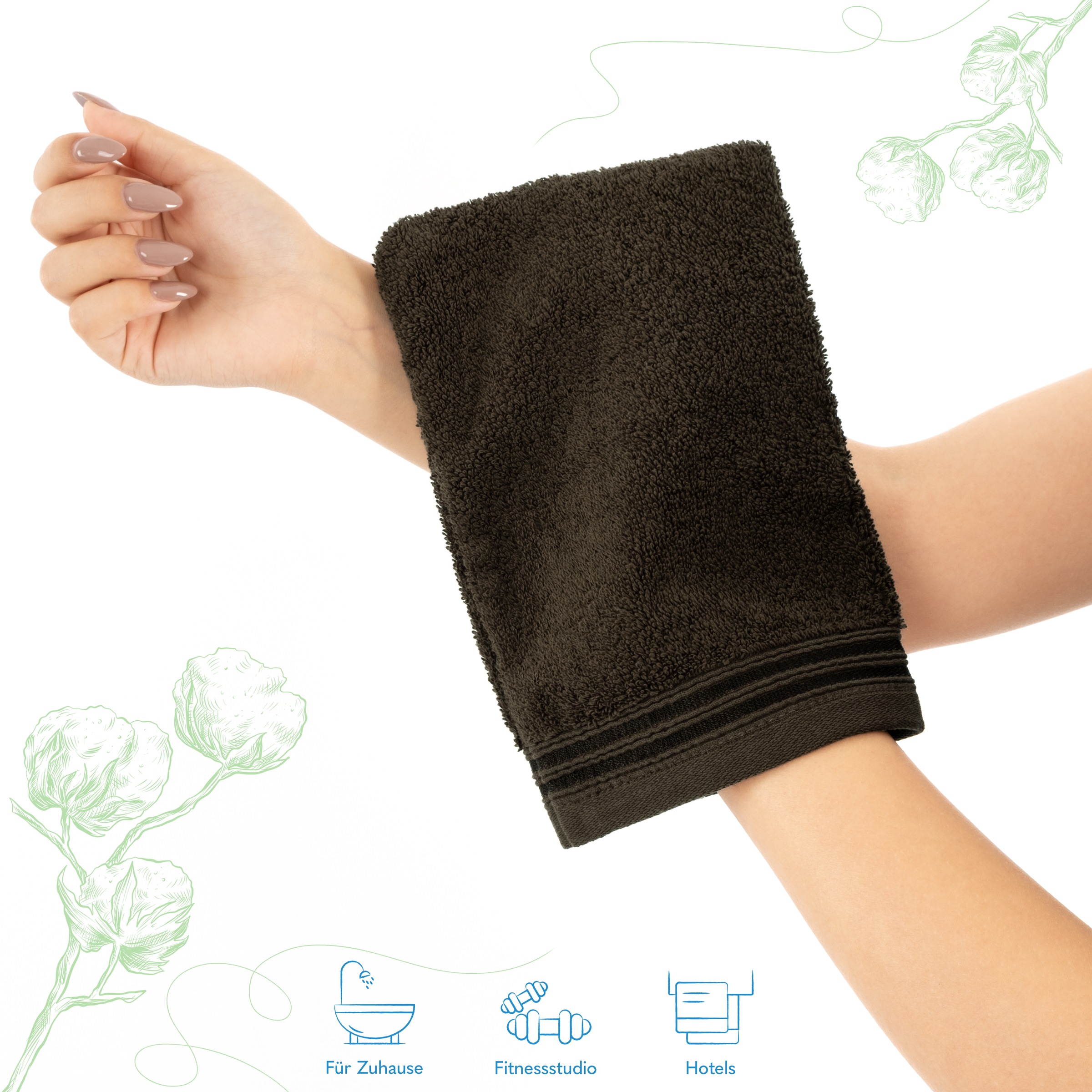 HAMMETEX Waschlappen »2er-Set Waschlappen 15x22 cm, 100% Baumwolle, weich und saugfähig«