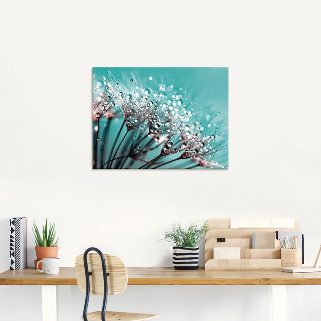 Artland Glasbild »Glitzernde Pusteblume I«, Blumen, (1 St.)