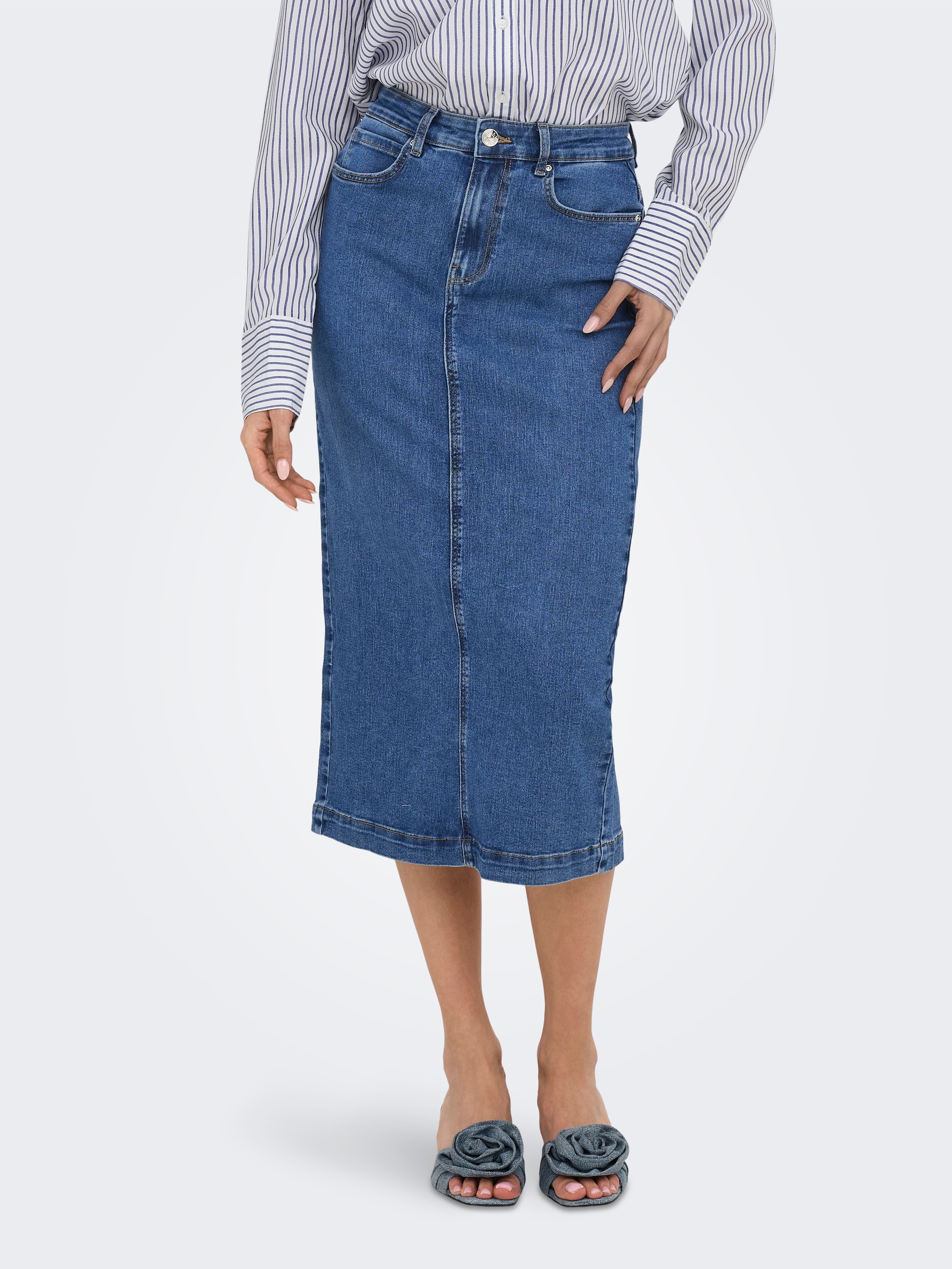 ONLY Jeansrock "ONLWONDER MIDI BACK SLIT SKIRT PIM DNM" günstig online kaufen